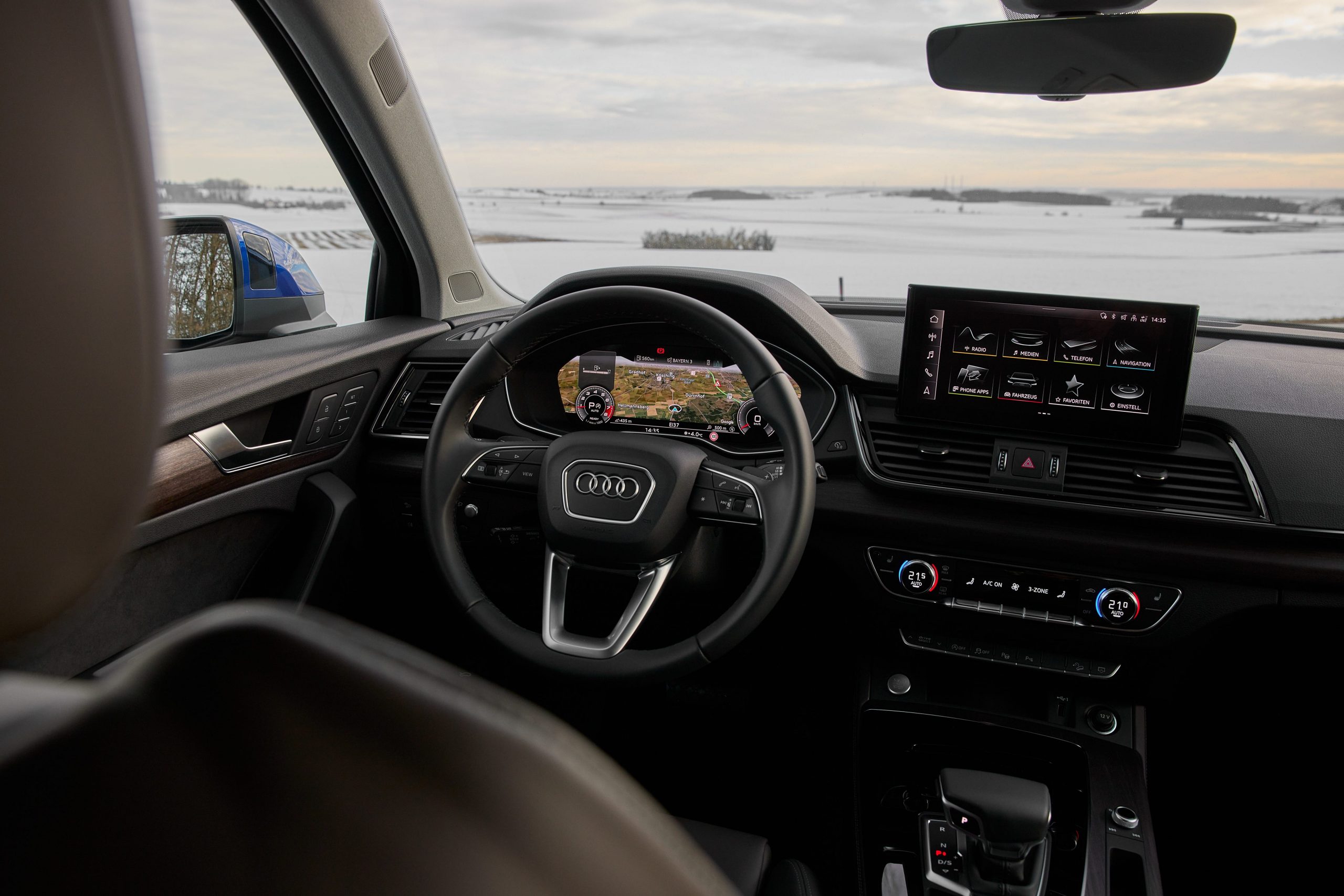 The Audi Q5 Sportback's dark interior.