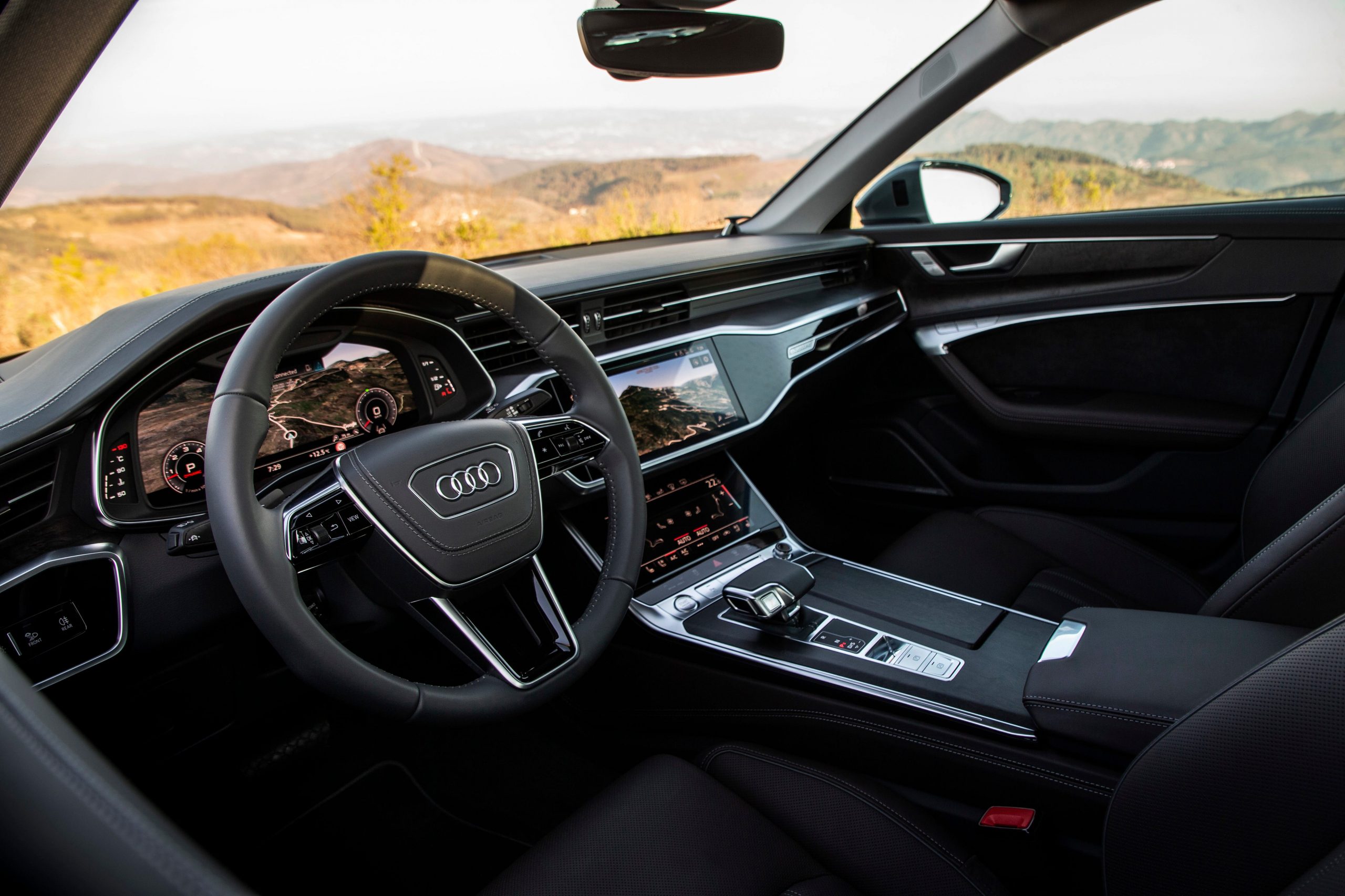 The Audi Q5 Sportback's dark interior.