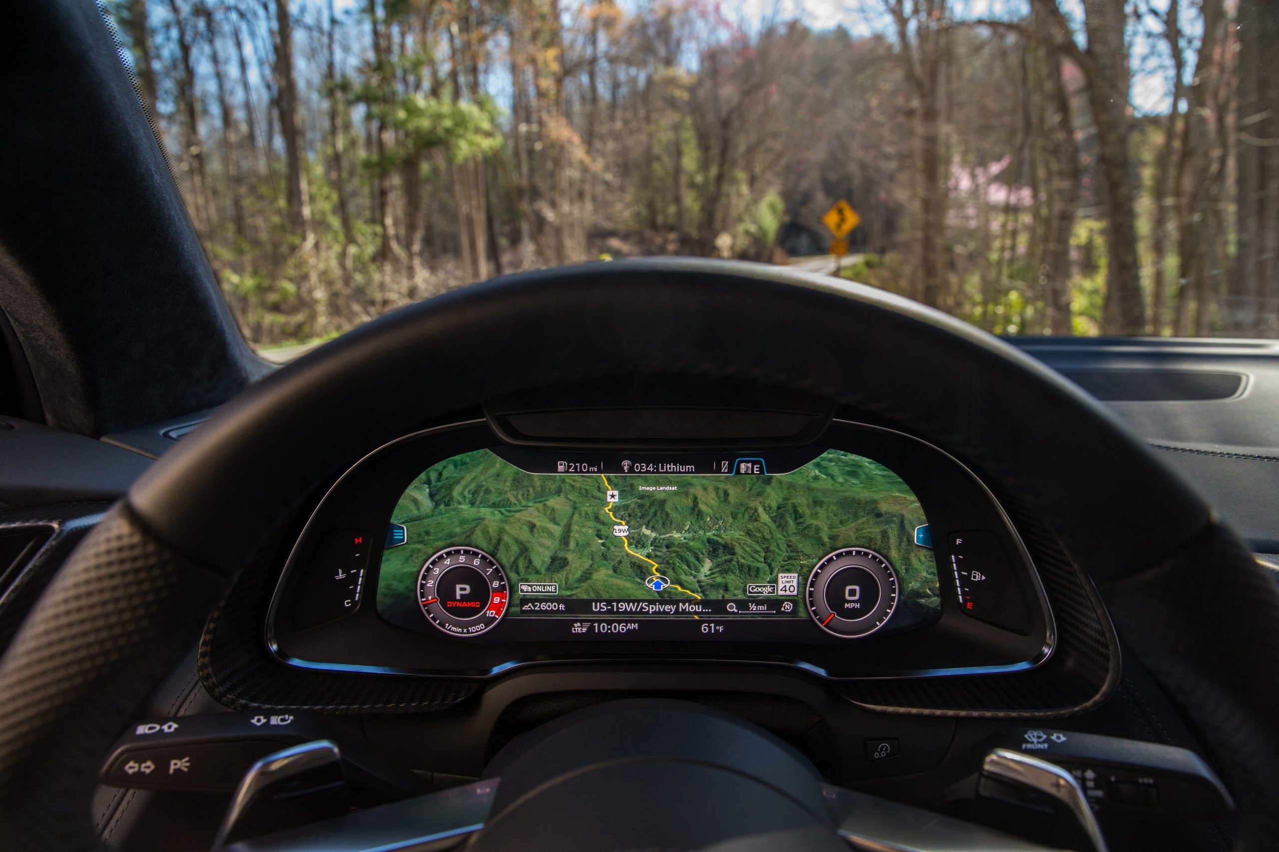 The virtual cockpit in an Audi R8 supercar.