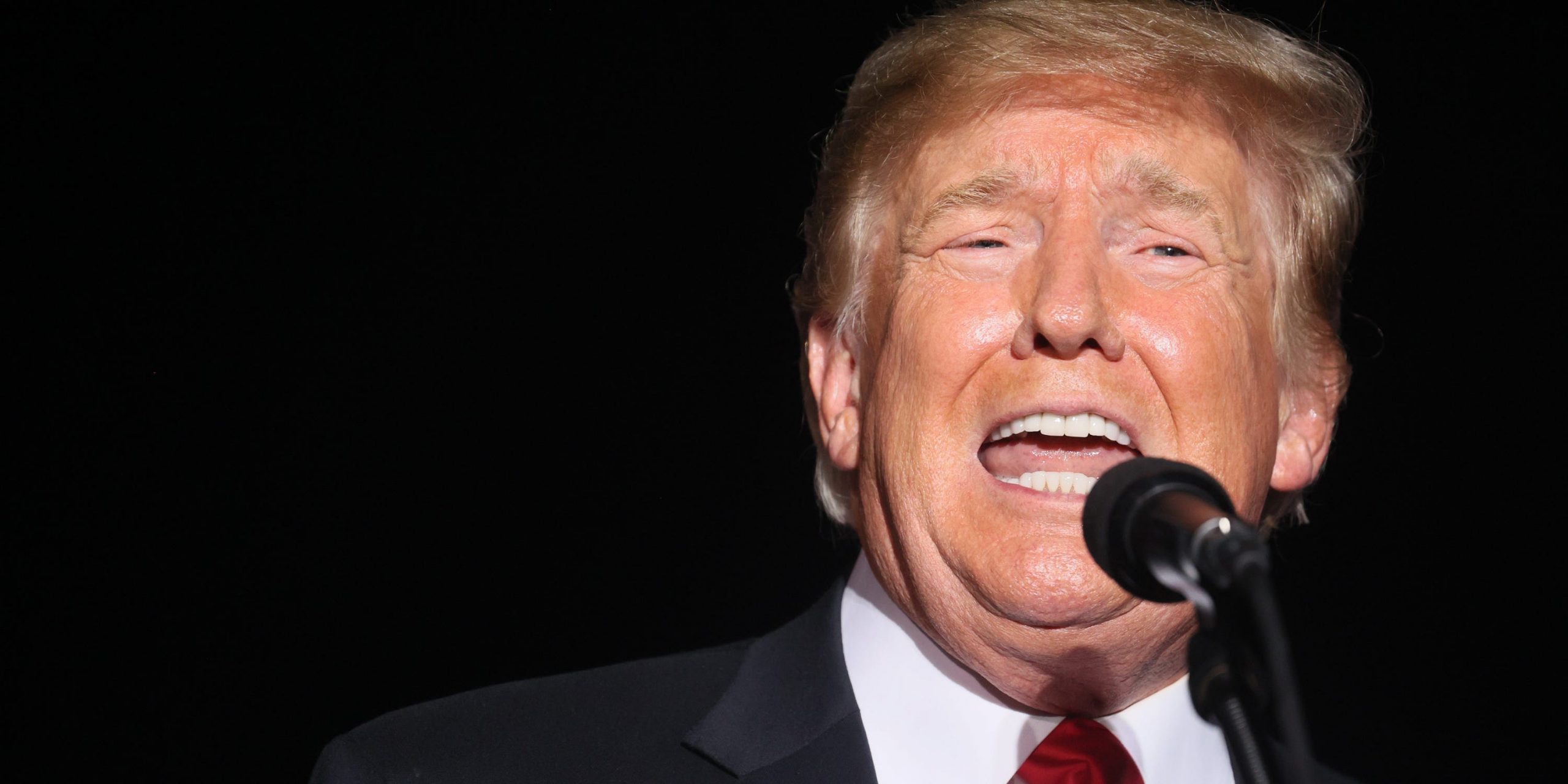 Donald Trump speaks at a rally in Des Moines, Iowa