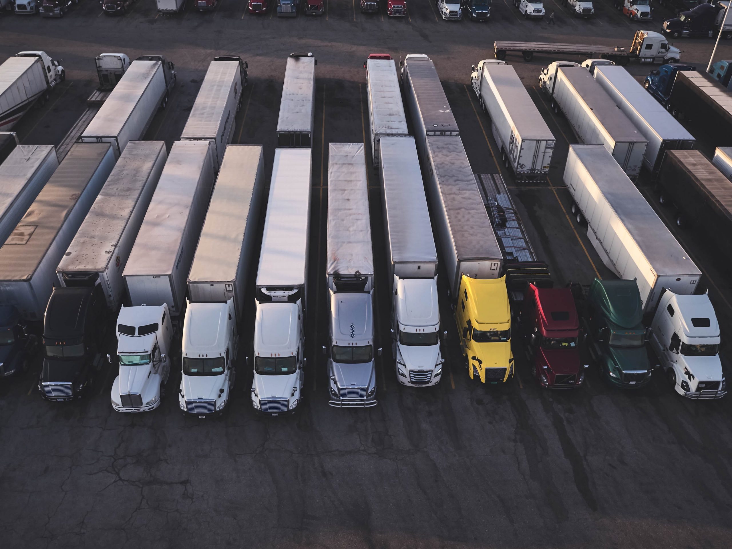 Trucks in a parking lot