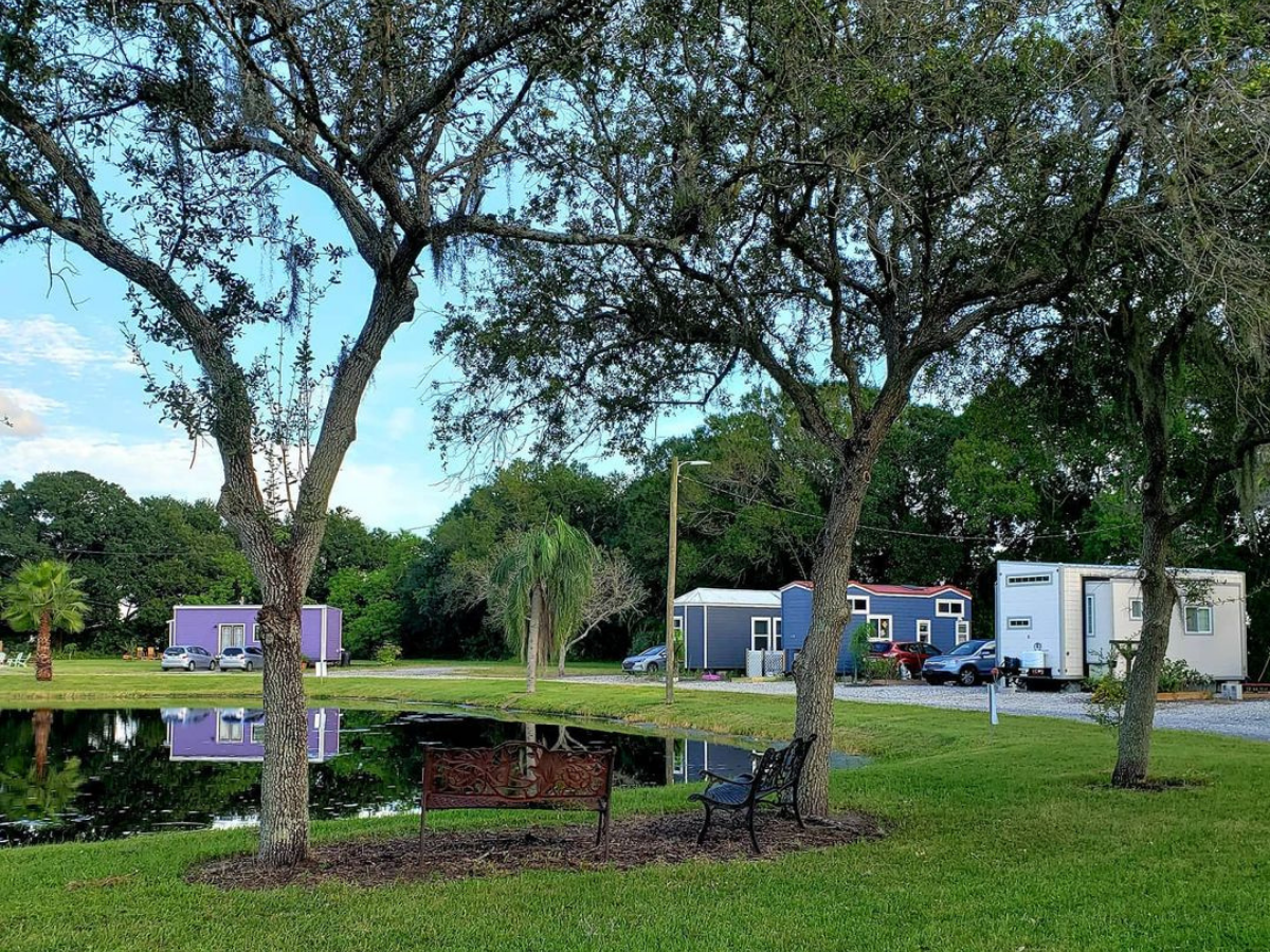 A photo of their tiny-house village.