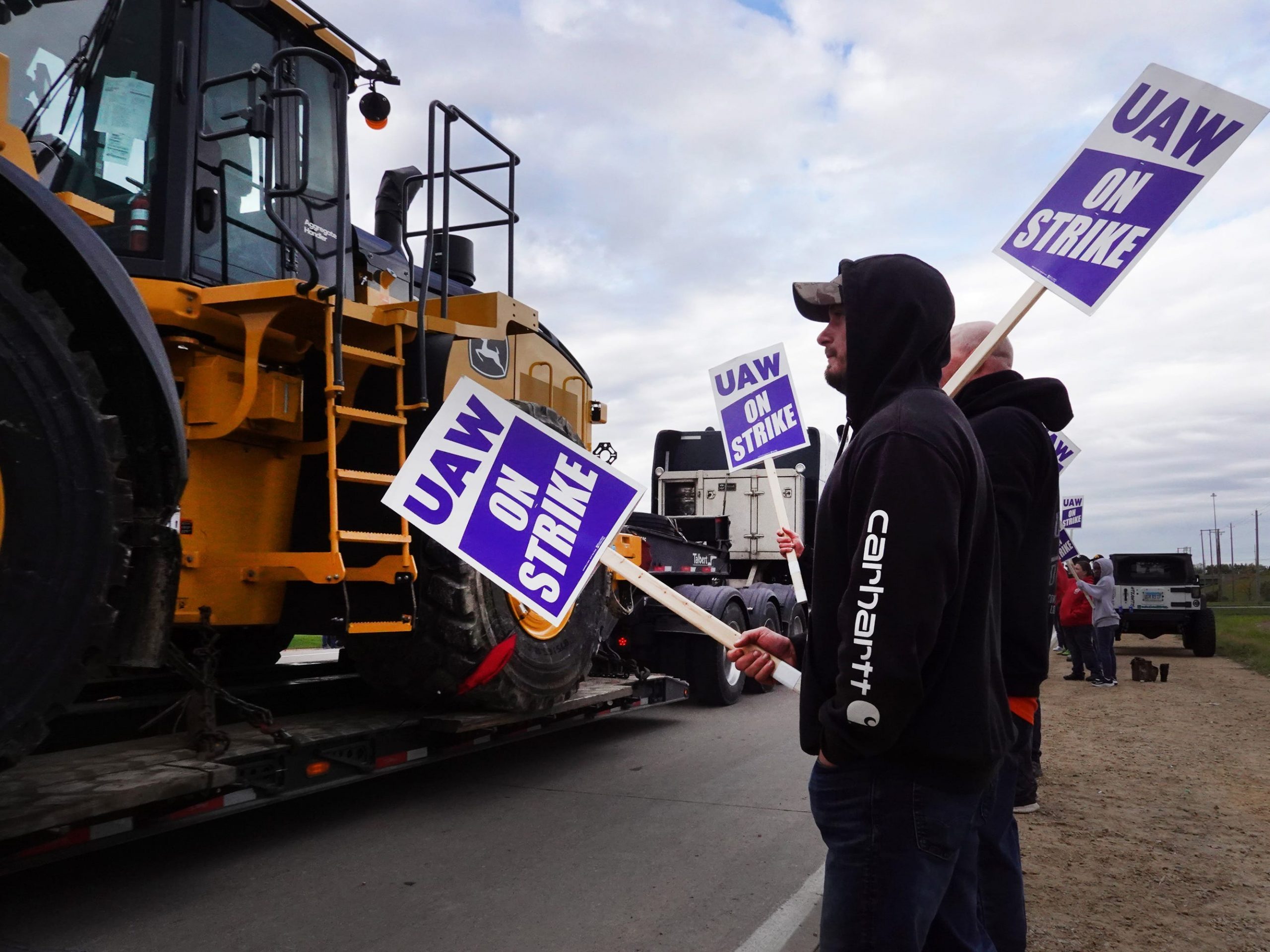 John Deere workers on strike in Davenport, Iowa.