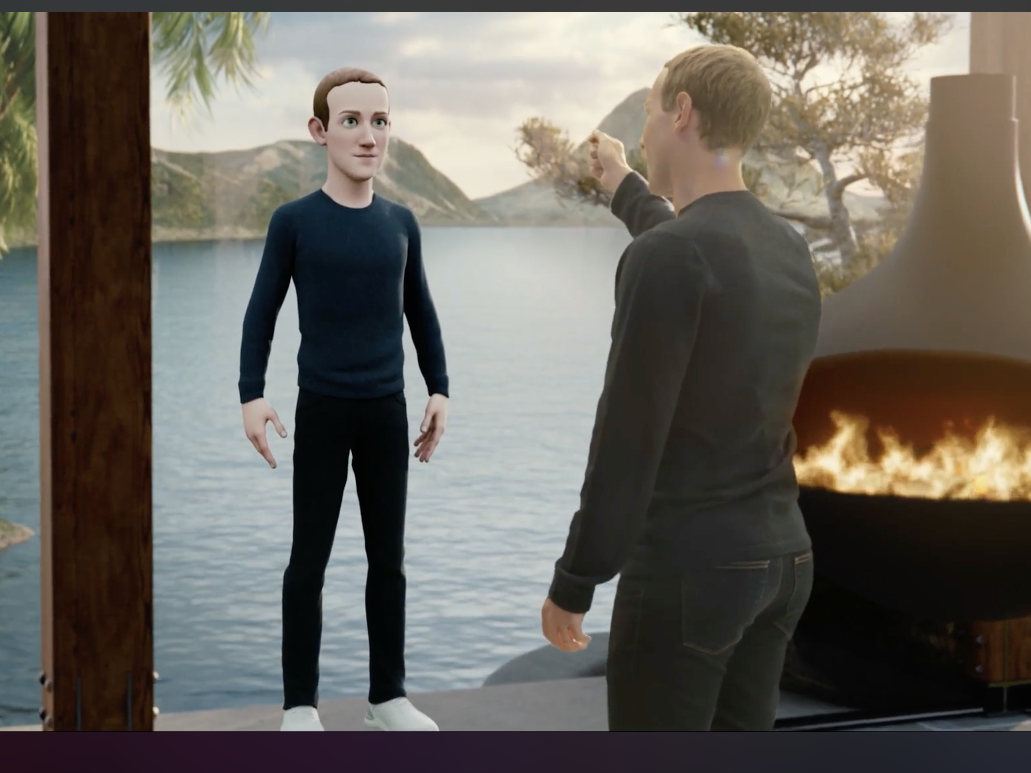 Mark Zuckerberg showing his 'metaverse' avatar during Connect 2021