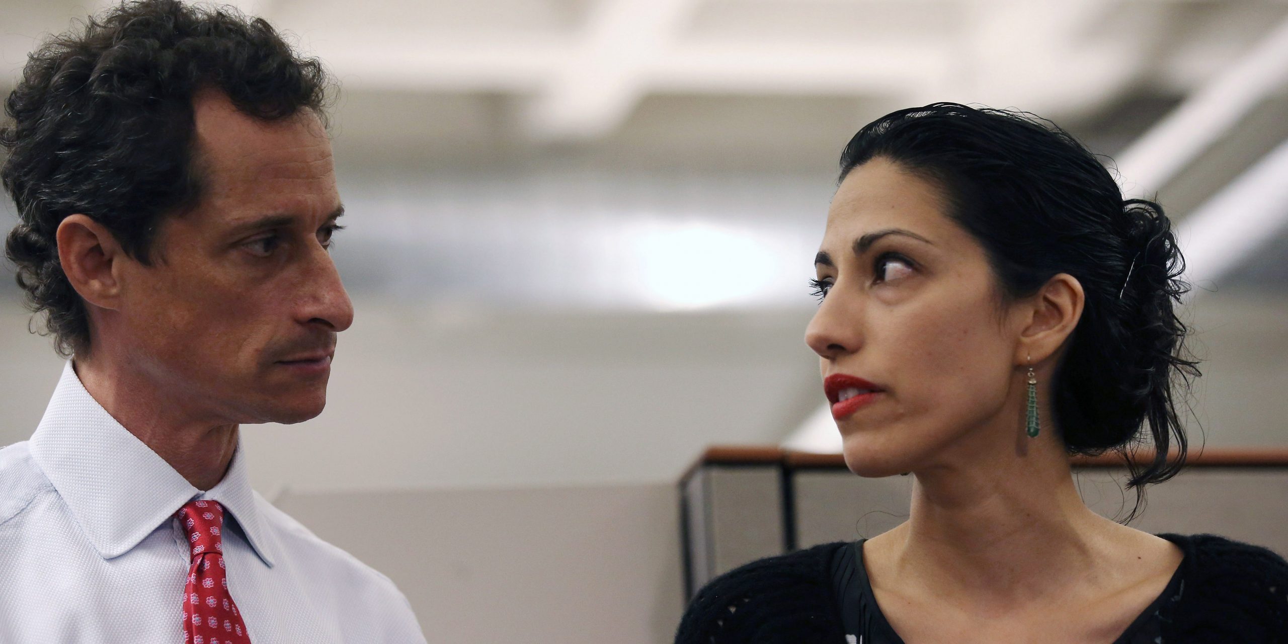 Huma Abedin, wife of Anthony Weiner, a leading candidate for New York City mayor, speaks during a press conference on July 23, 2013 in New York City. Weiner addressed news of new allegations that he engaged in lewd online conversations with a woman after he resigned from Congress for similar previous incidents.