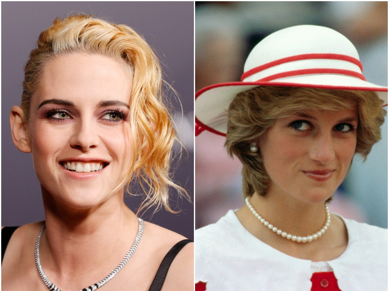 Kristen Stewart (left) and Princess Diana (right).