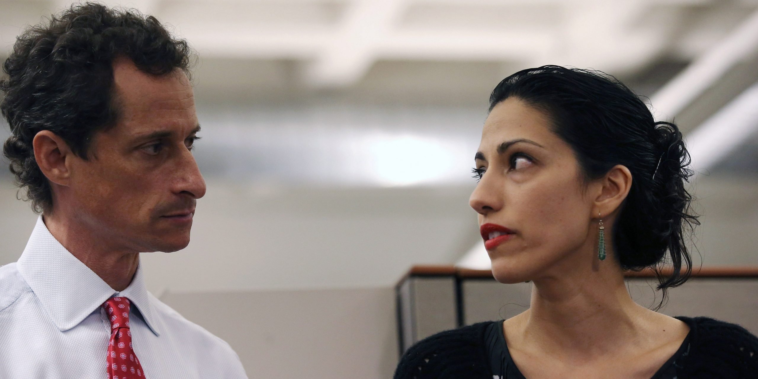 Huma Abedin, wife of Anthony Weiner, a leading candidate for New York City mayor, speaks during a press conference on July 23, 2013 in New York City. Weiner addressed news of new allegations that he engaged in lewd online conversations with a woman after he resigned from Congress for similar previous incidents.