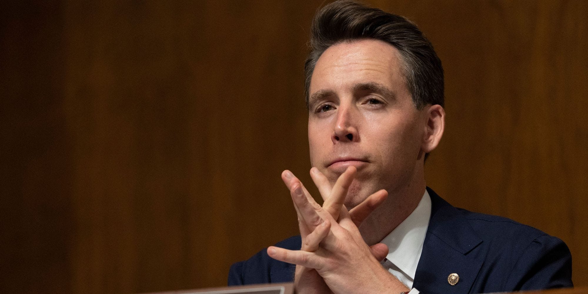 Republican Senator Josh Hawley of Missouri at the Judiciary Subcommittee on Competition Policy, Antitrust, and Consumer Rights on Capitol Hill on September 21, 2021.