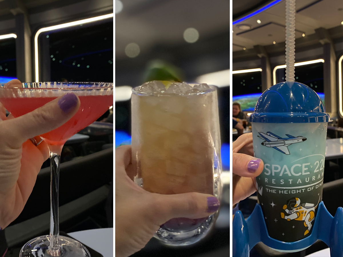 side by side photos of the drink kari and her family got at space 220 restaurant in epcot