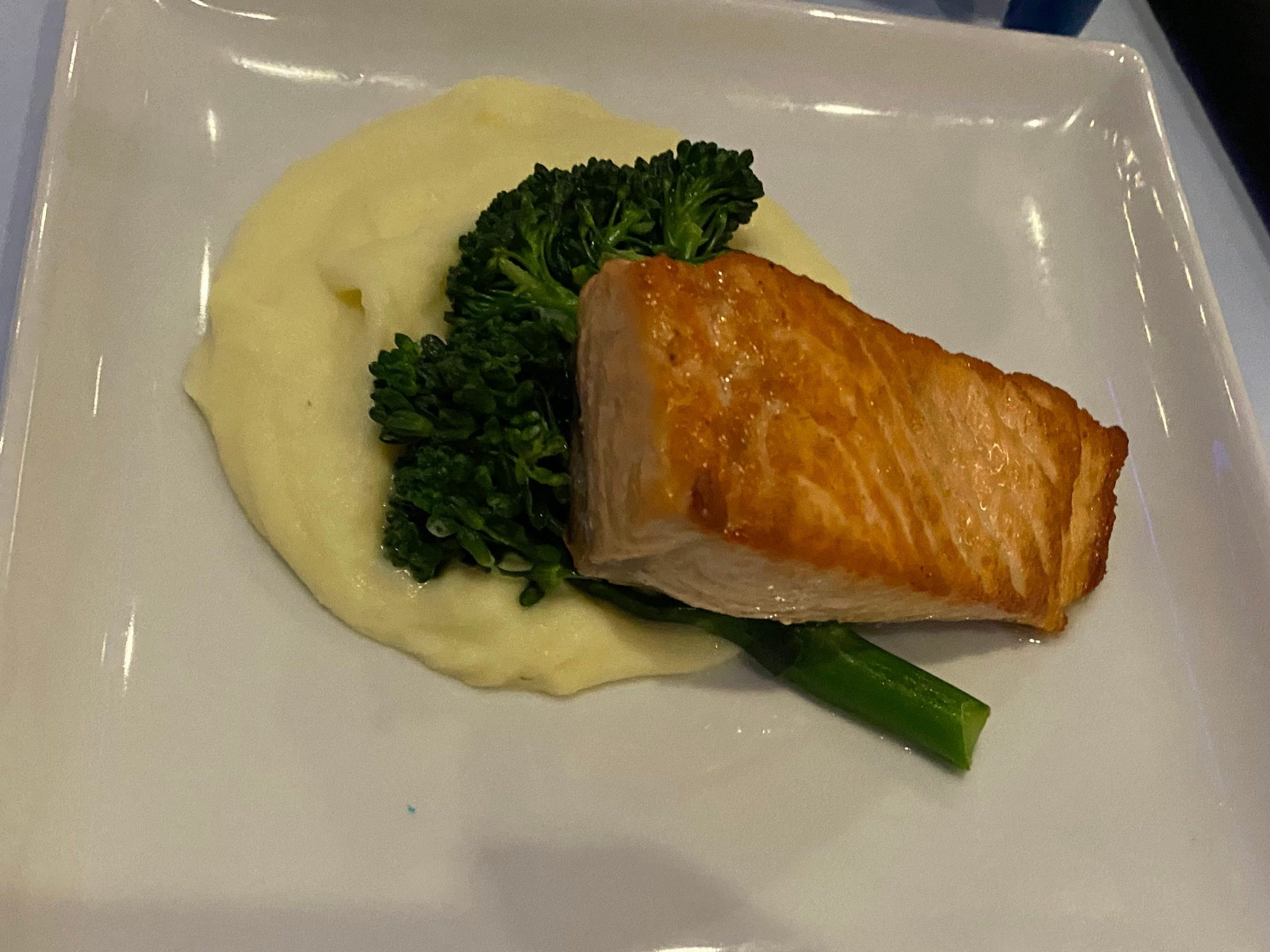 kids' salmon from space 220 with mashed potatoes and broccoli