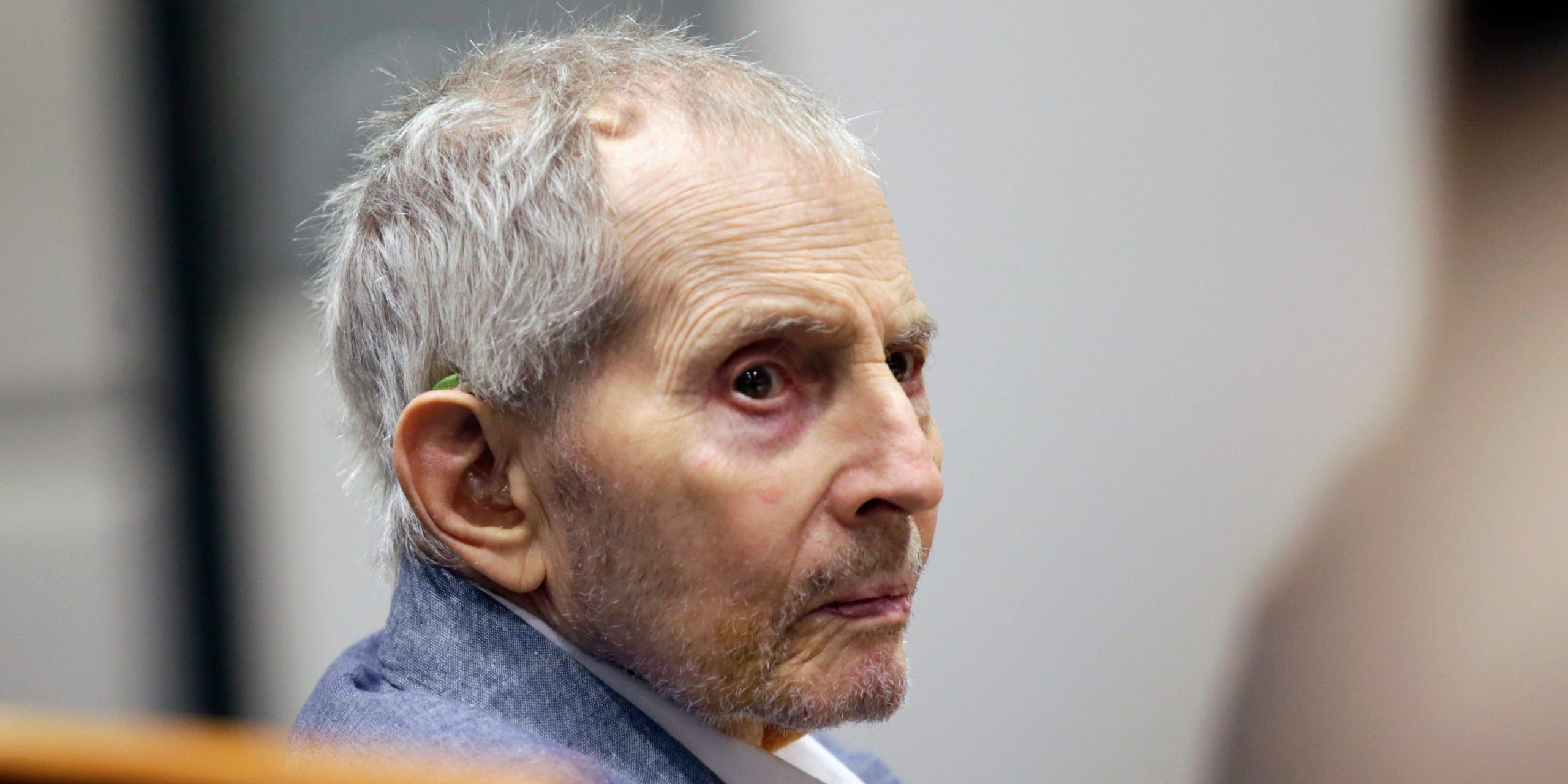 Real estate heir Robert Durst looks over during his murder trial on March 10, 2020 in Los Angeles, California.