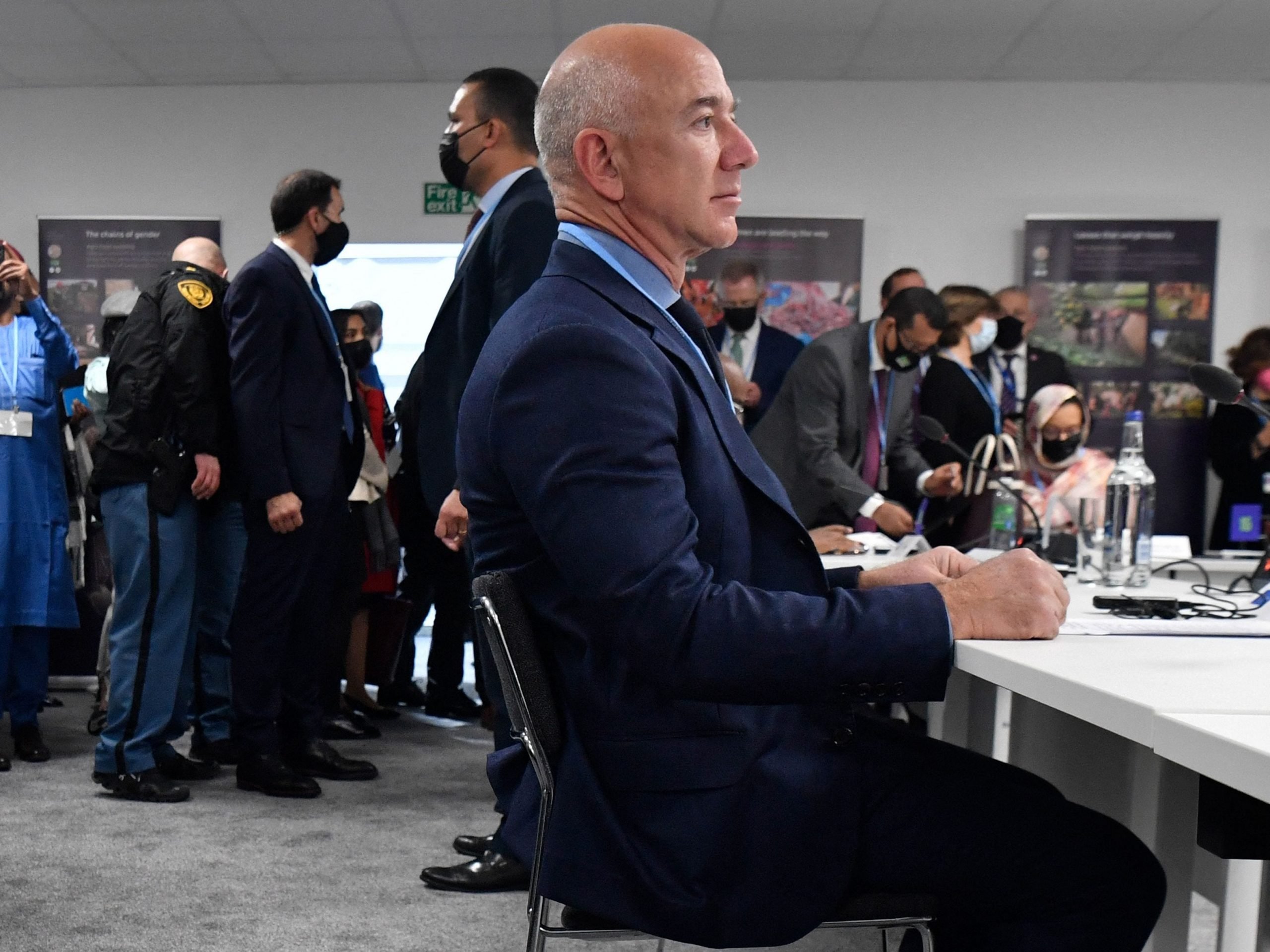 Amazon founder Jeff Bezos at the COP26 UN Climate Change Conference in Glasgow, Scotland.