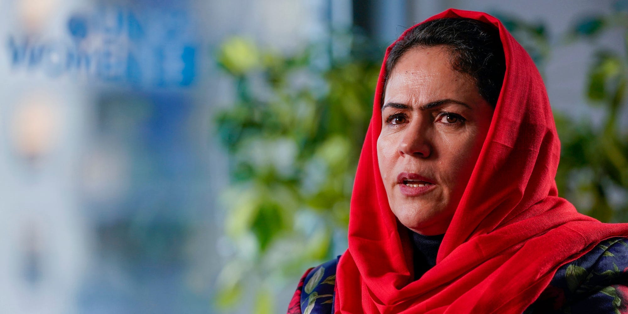 Fawzia Koofi, one of the Afghanistan's once-prominent female leaders - a former parliament member, candidate for president and a nominee for the Nobel Peace Prize -- speaks during an interview with The Associated Press, Wednesday, Oct. 20, 2021, in New York.