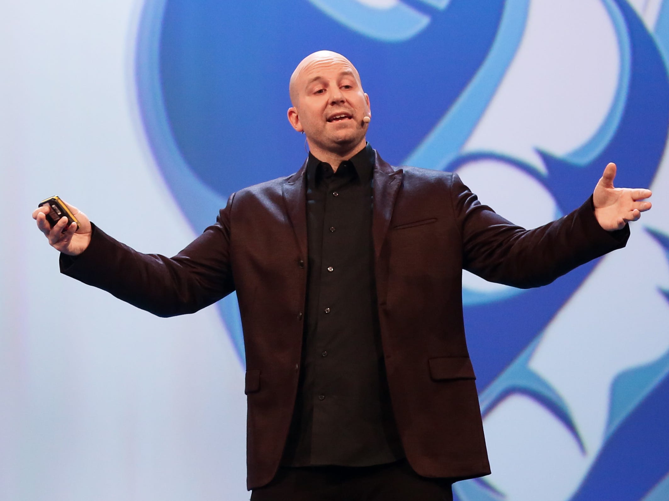 Facebook executive Andrew Bosworth is shown talking at an event