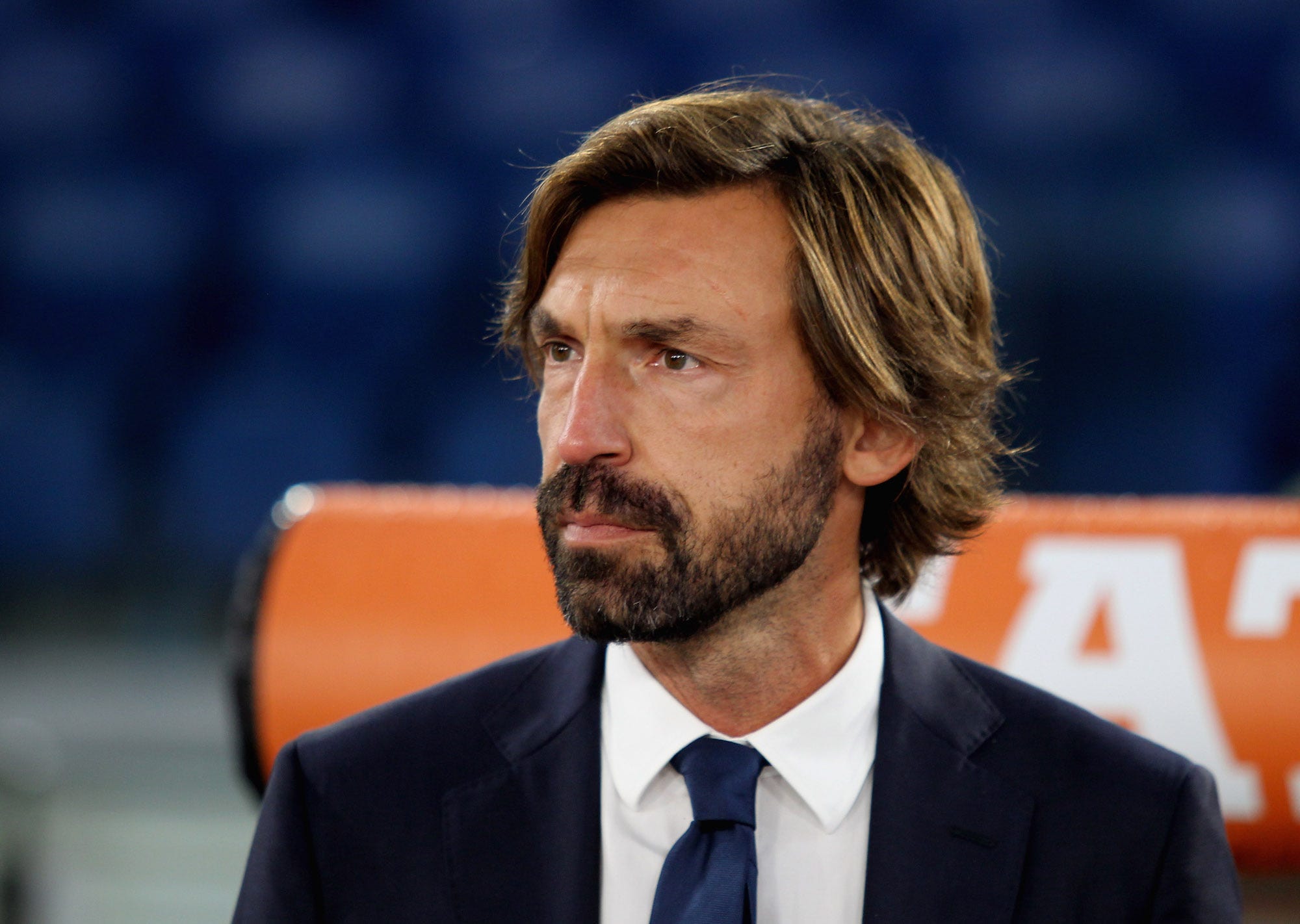 Juventus head coach Andrea Pirlo looks on during the Serie A match between AS Roma and Juventus at Stadio Olimpico