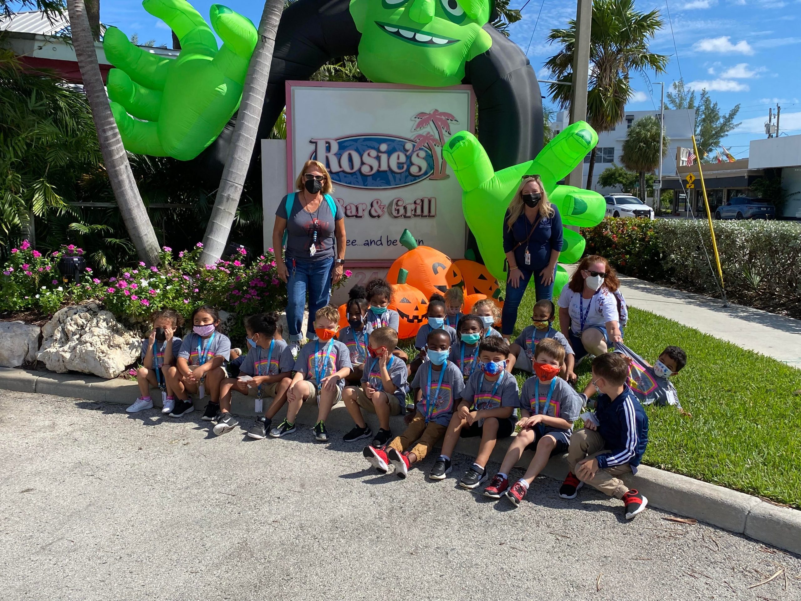 A Wilton Manors Elementary School field trip outside Rosie's Bar and Grill.