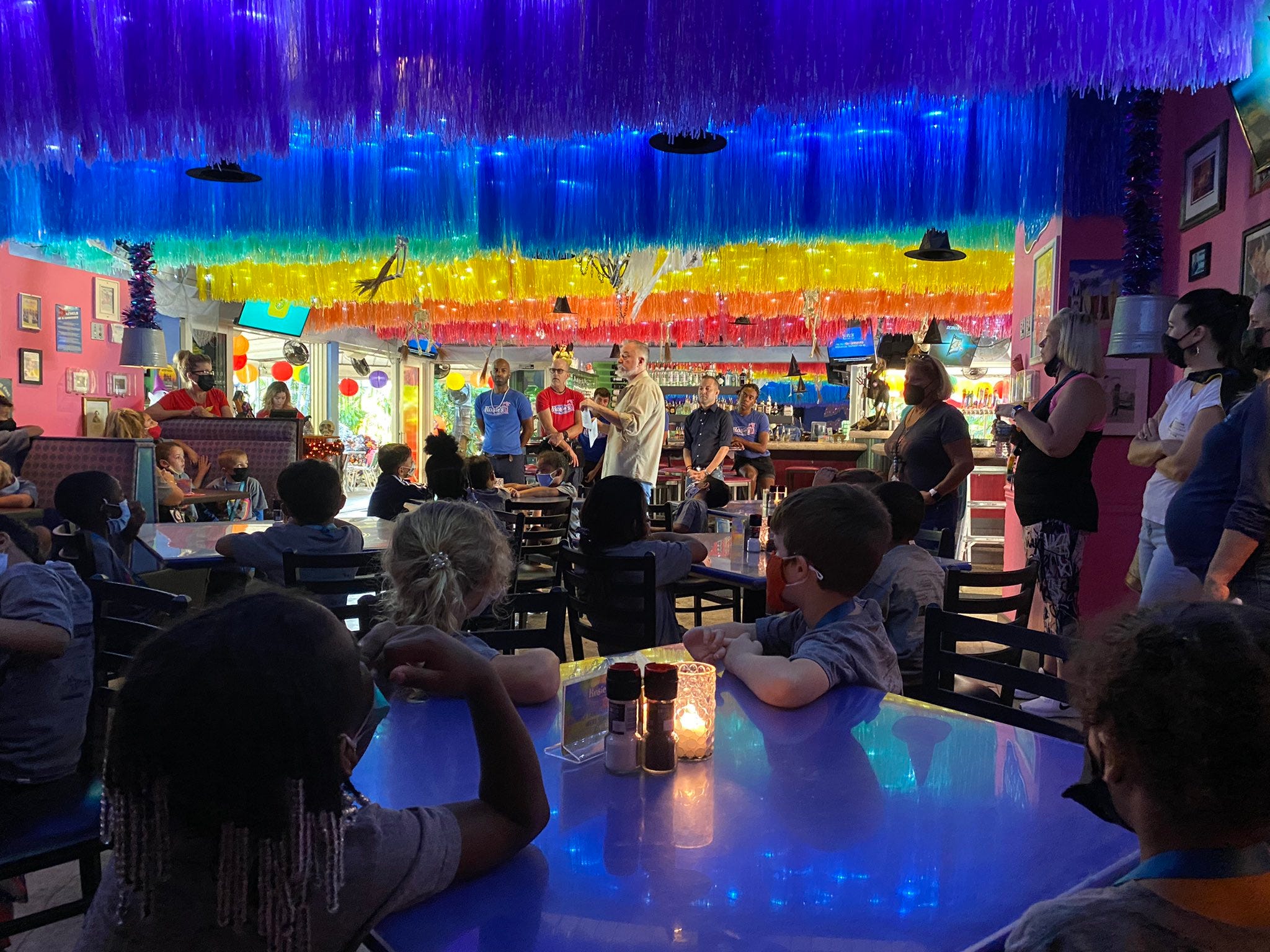 Students from Wilton Manors Elementary School take a field trip to Rosie's Bar and Grill in Florida.