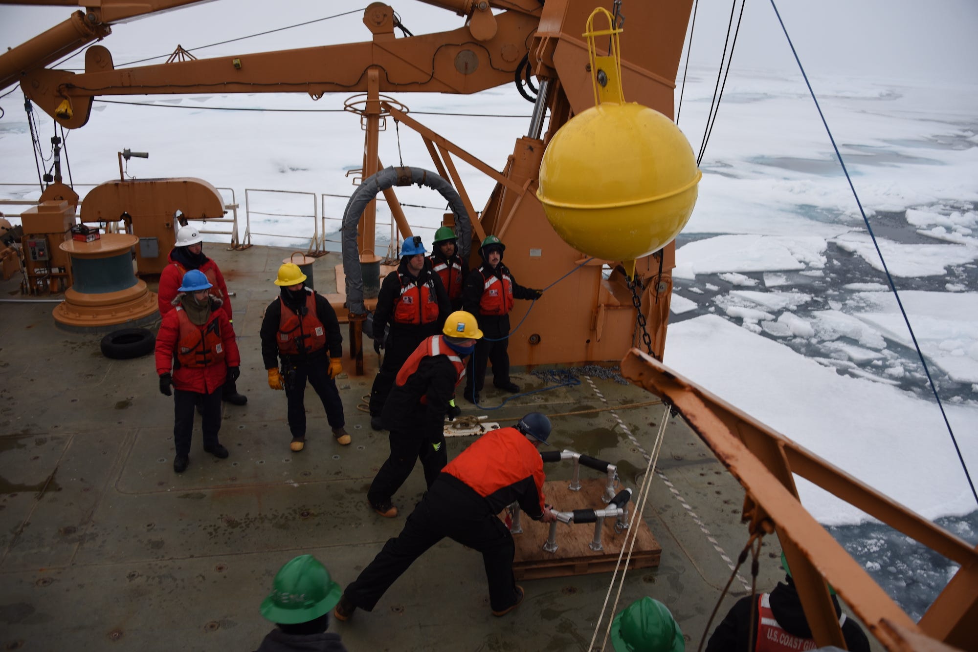 Coast Guard icebreaker Healy crew members