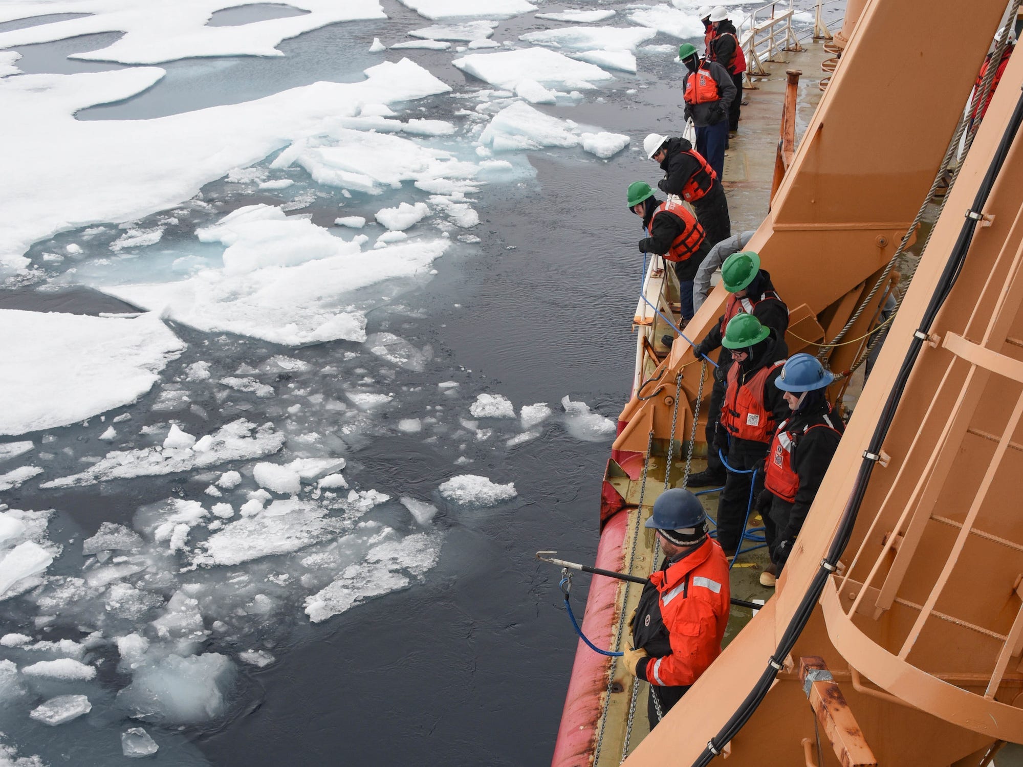 Coast Guard icebreaker Healy crew members