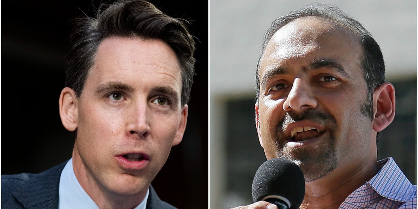 Republican Sen. Josh Hawley of Missouri and Dilawar Syed, President Biden's nominee for deputy administrator of the Small Business Administration.