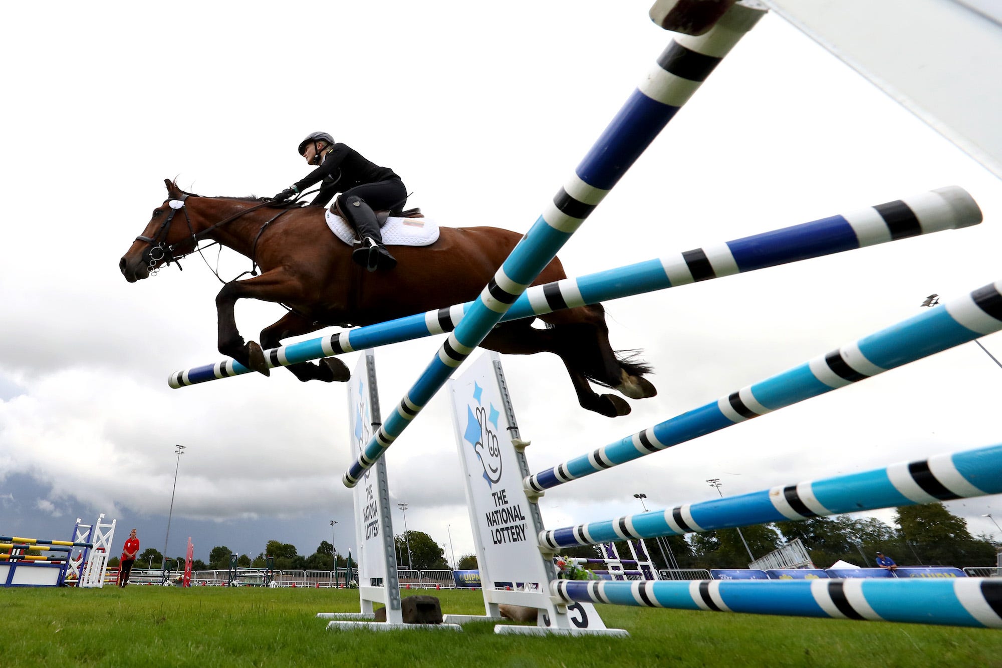 Gintare Venckauskaite of Lithuania riding Bert competes during the round of Riding during the Women's Final on day six of the 2019 European Modern Pentathlon Championships