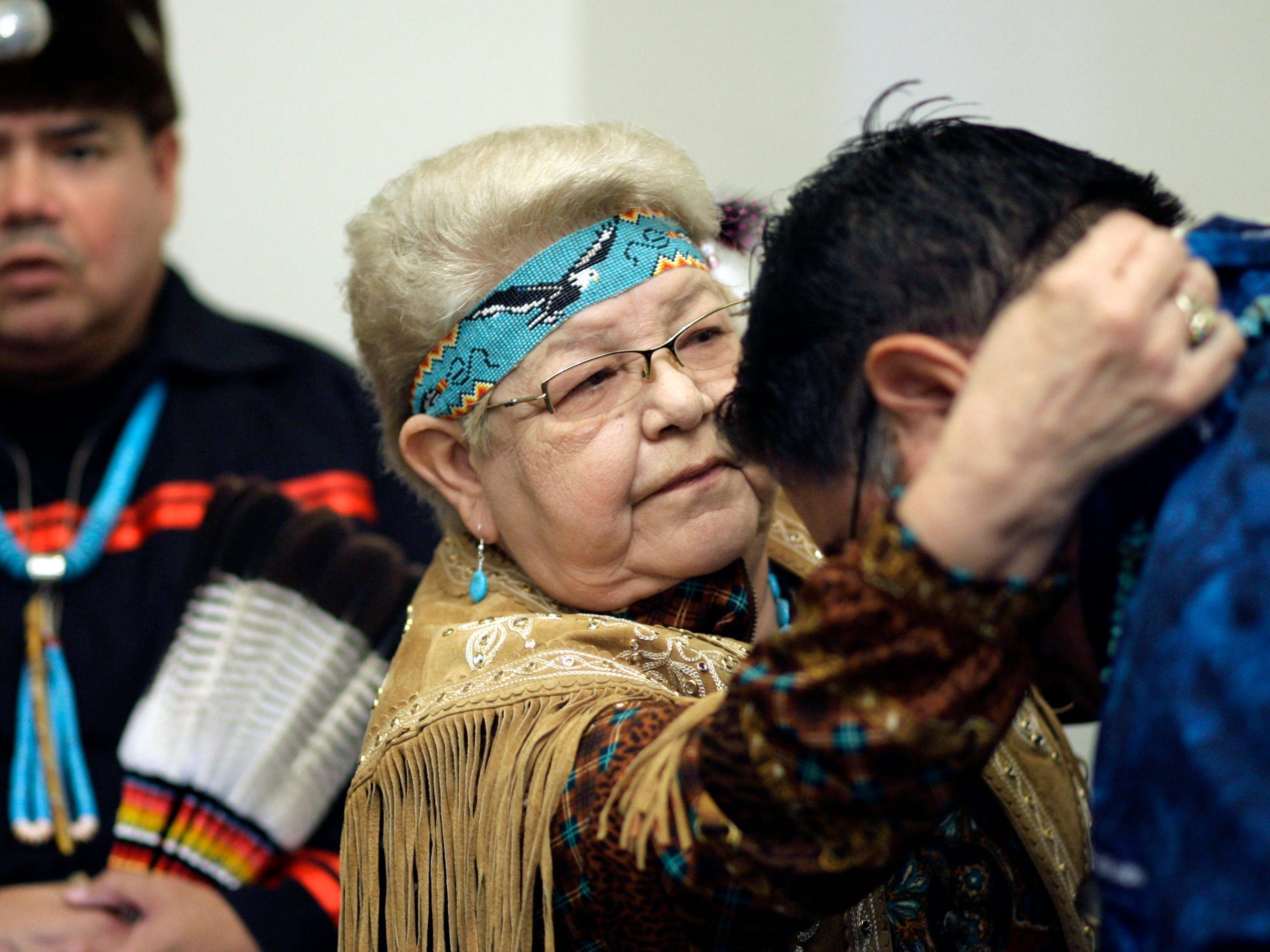 Members of the Lipan Apache Tribe prepare to be recognized in the Texas Senate Wednesday, March 18, 2009, in Austin, Texas.