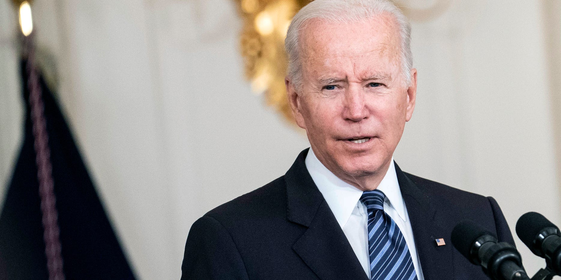 President Joe Biden delivers remarks on the October jobs reports in the State Dining Room at the White House on November 5, 2021 in Washington, DC.