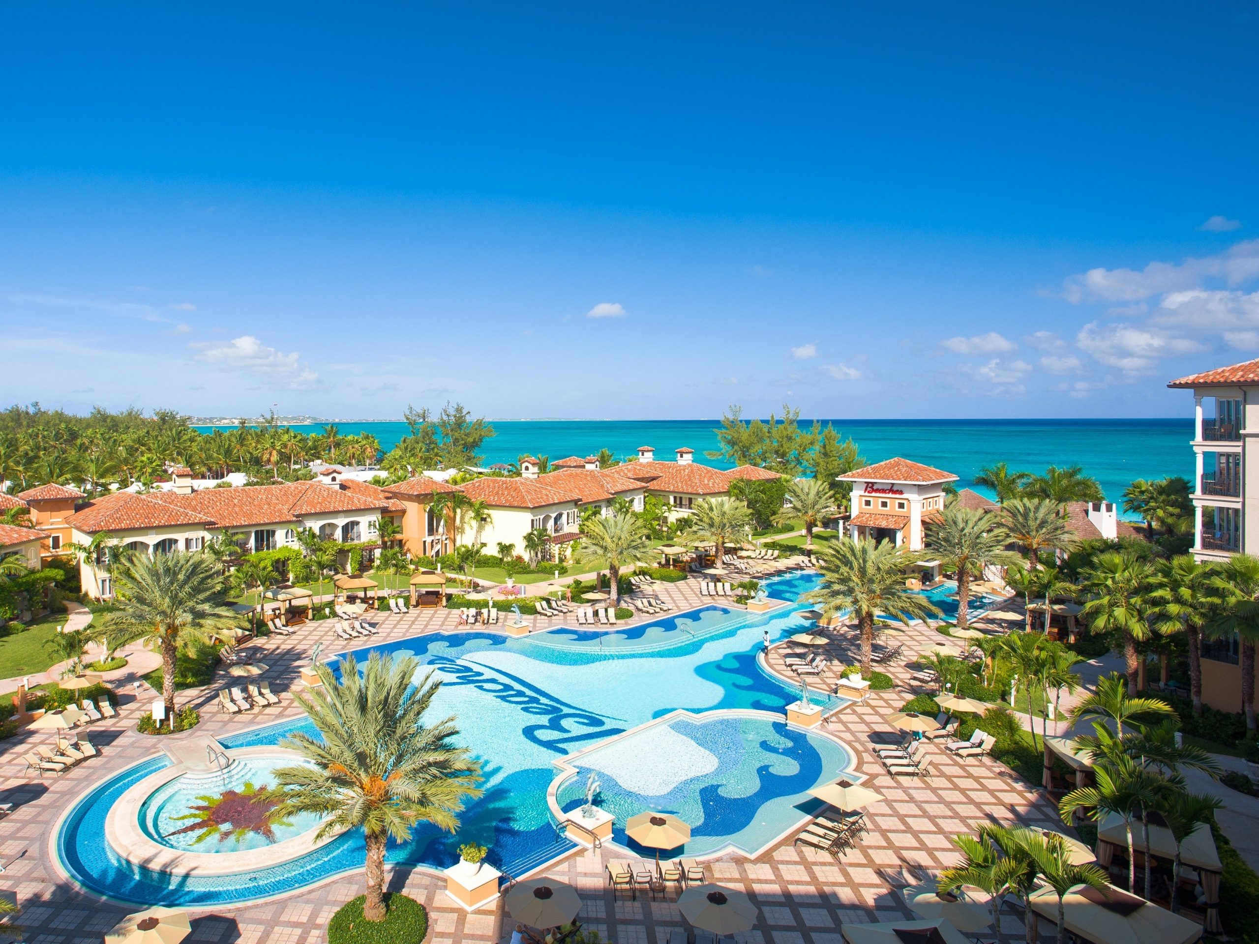 The beachfront villas at the Beaches resort. Beaches Turks & Caicos