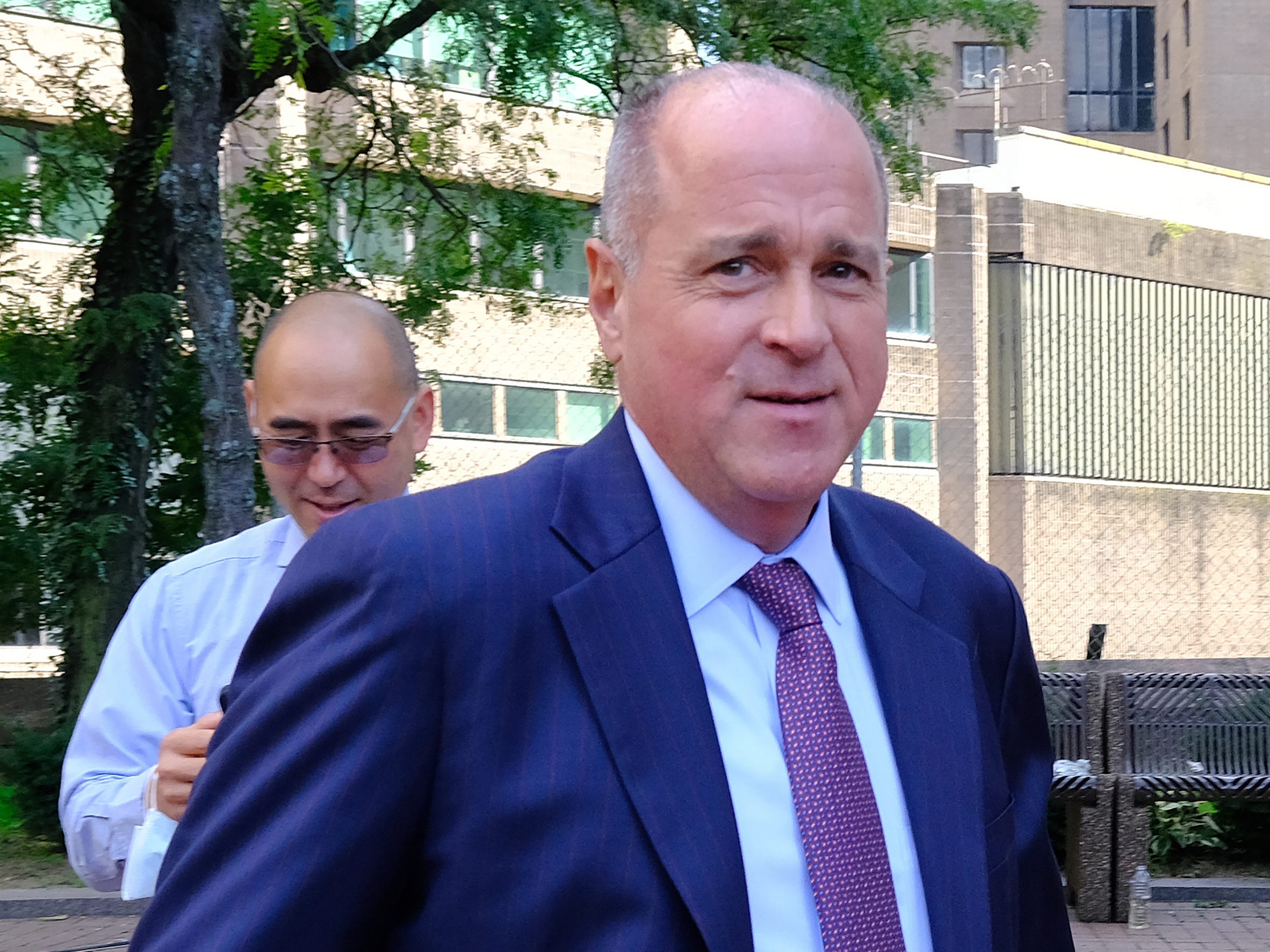 Sergeants Benevolent Association President Ed Mullins arrives at NYPD headquarters on Sept. 8, 2021.