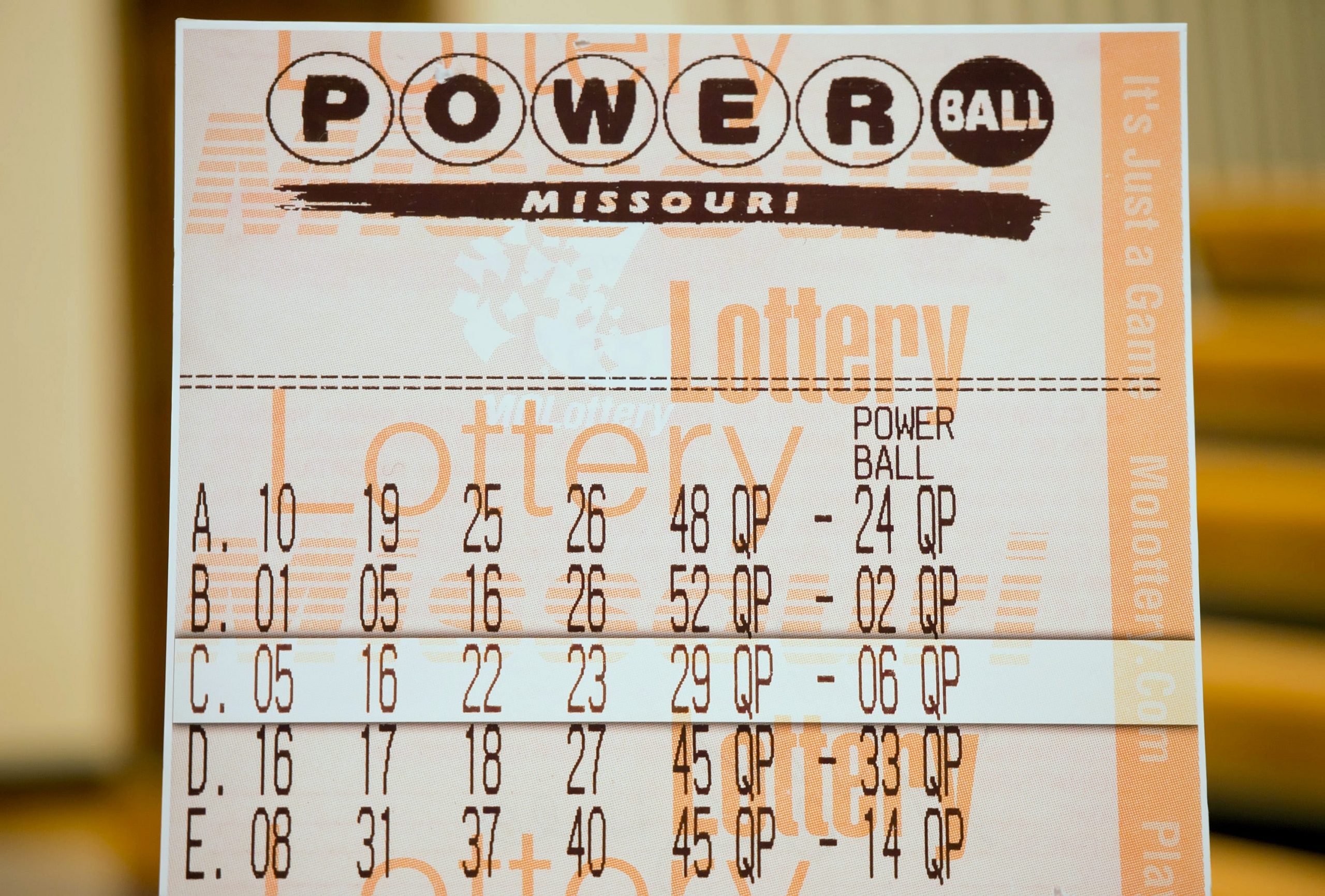 A Missouri lottery ticket.