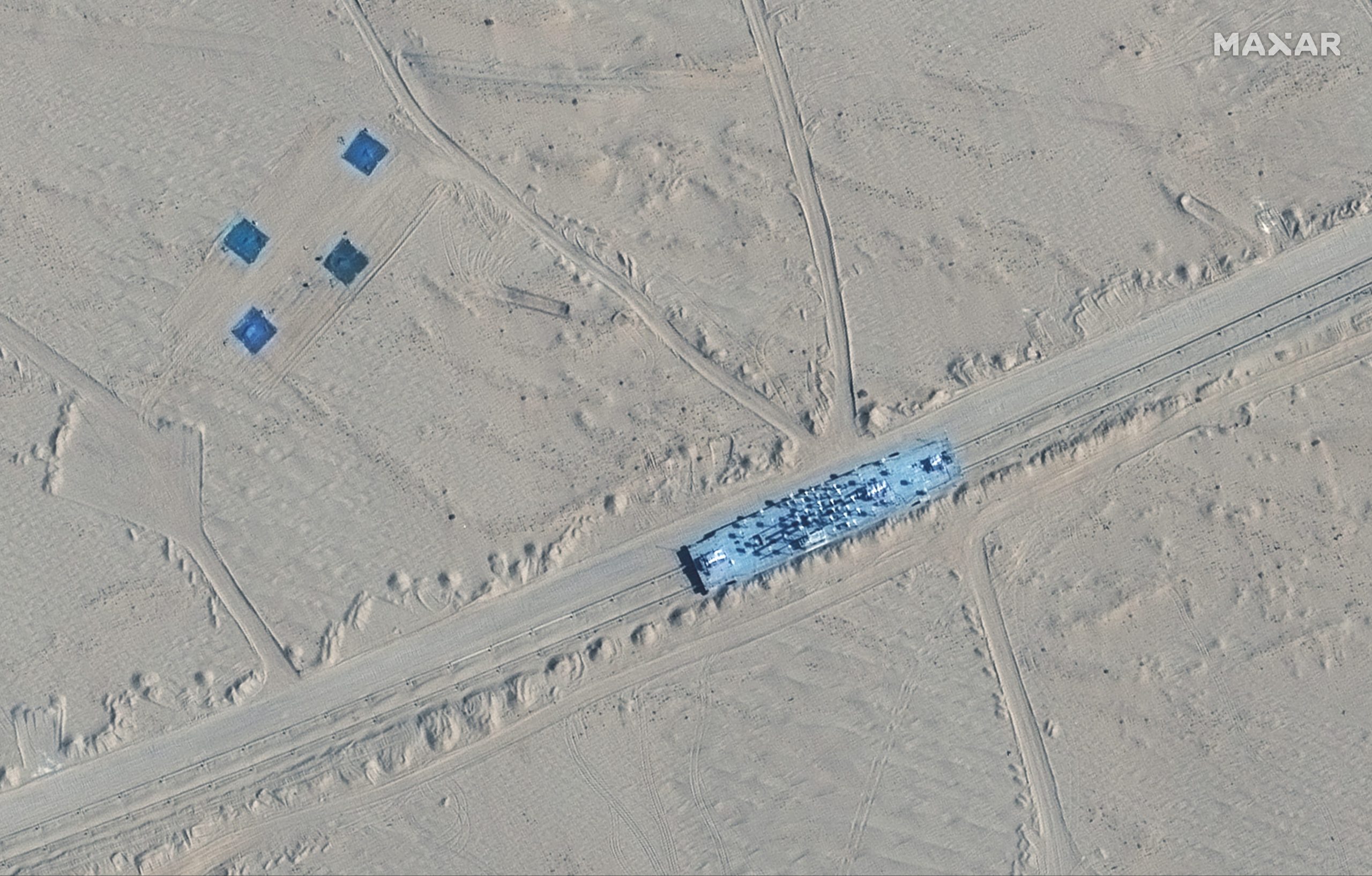 A satellite picture shows a mobile target in Ruoqiang, Xinjiang, China, October 20, 2021.