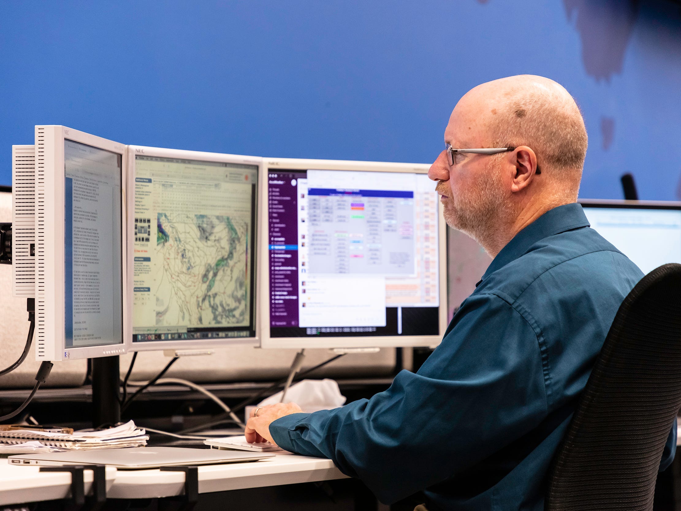 Brian Wimer sitting and tracking a storm