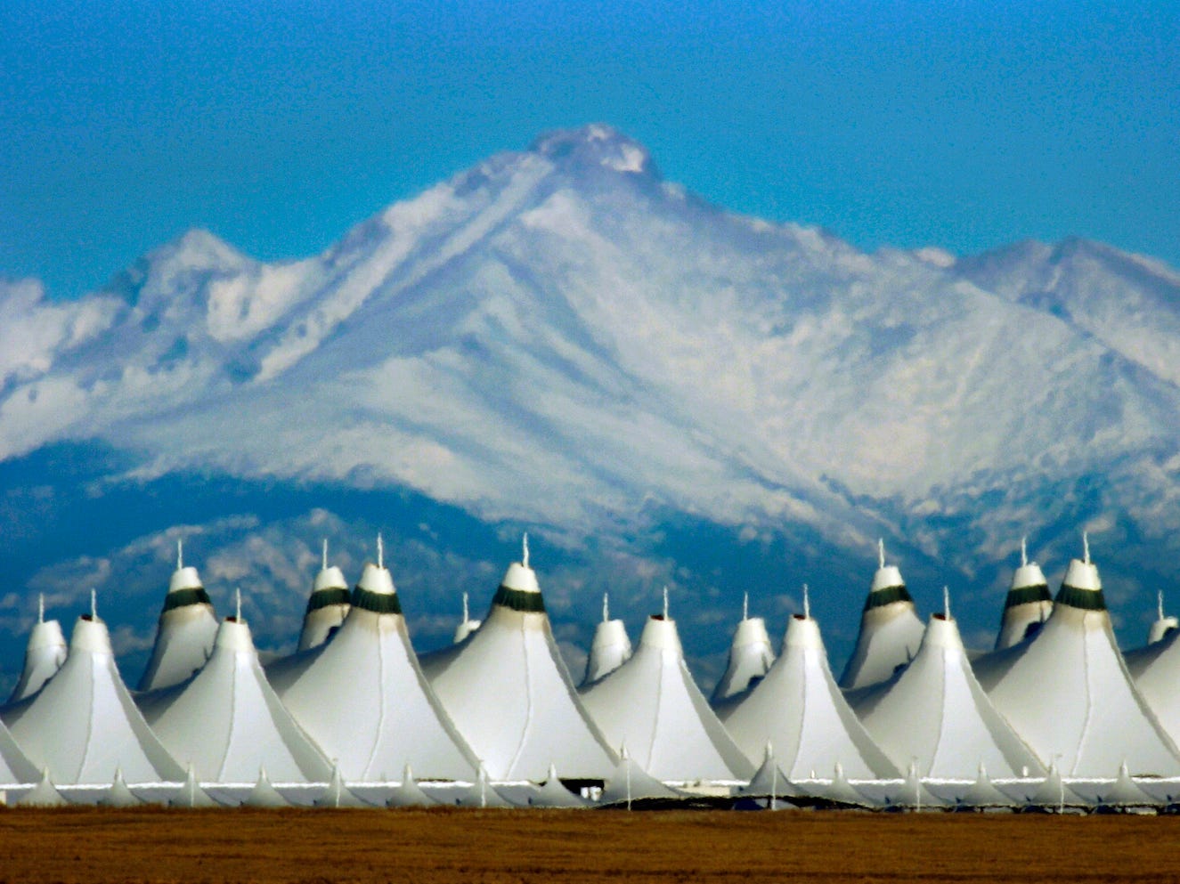 The tent-like cover on the main terminal of Denver International Airport.