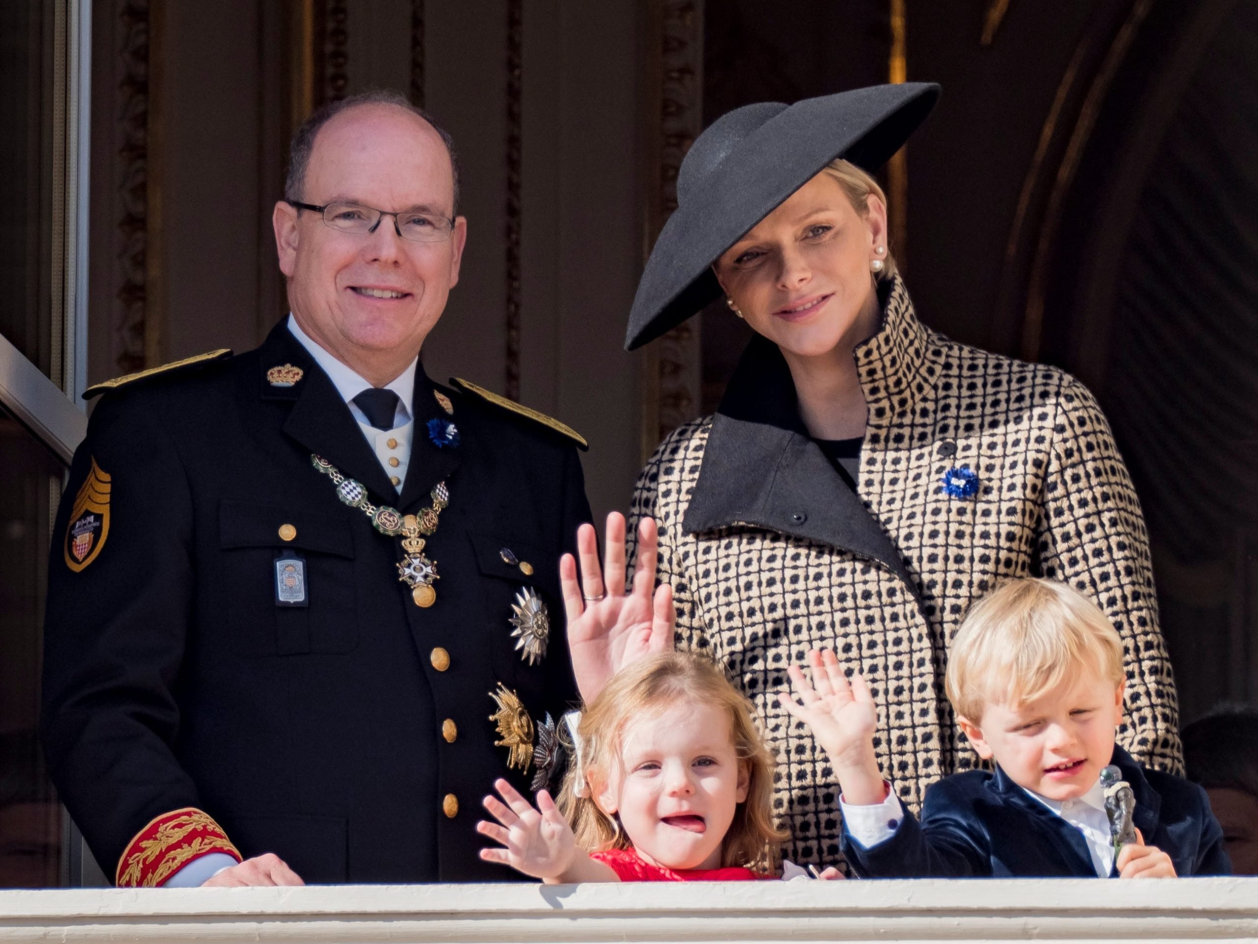 Prince Albert II of Monaco and Princess Charlene of Monaco with their children Prince Jacques of Monaco and Princess Gabriella of Monaco attend Monaco National Day Celebrations on November 19, 2018 in Monte-Carlo, Monaco.