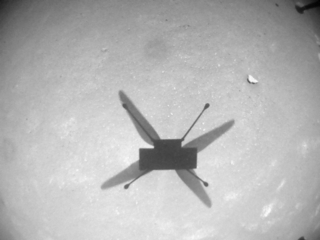 ingenuity mars helicopter shadow black and white