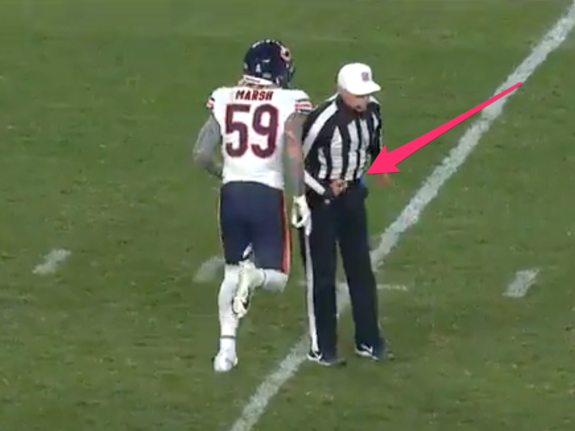 Bears linebacker Cassius Marsh is flagged for taunting against the Pittsburgh Steelers.