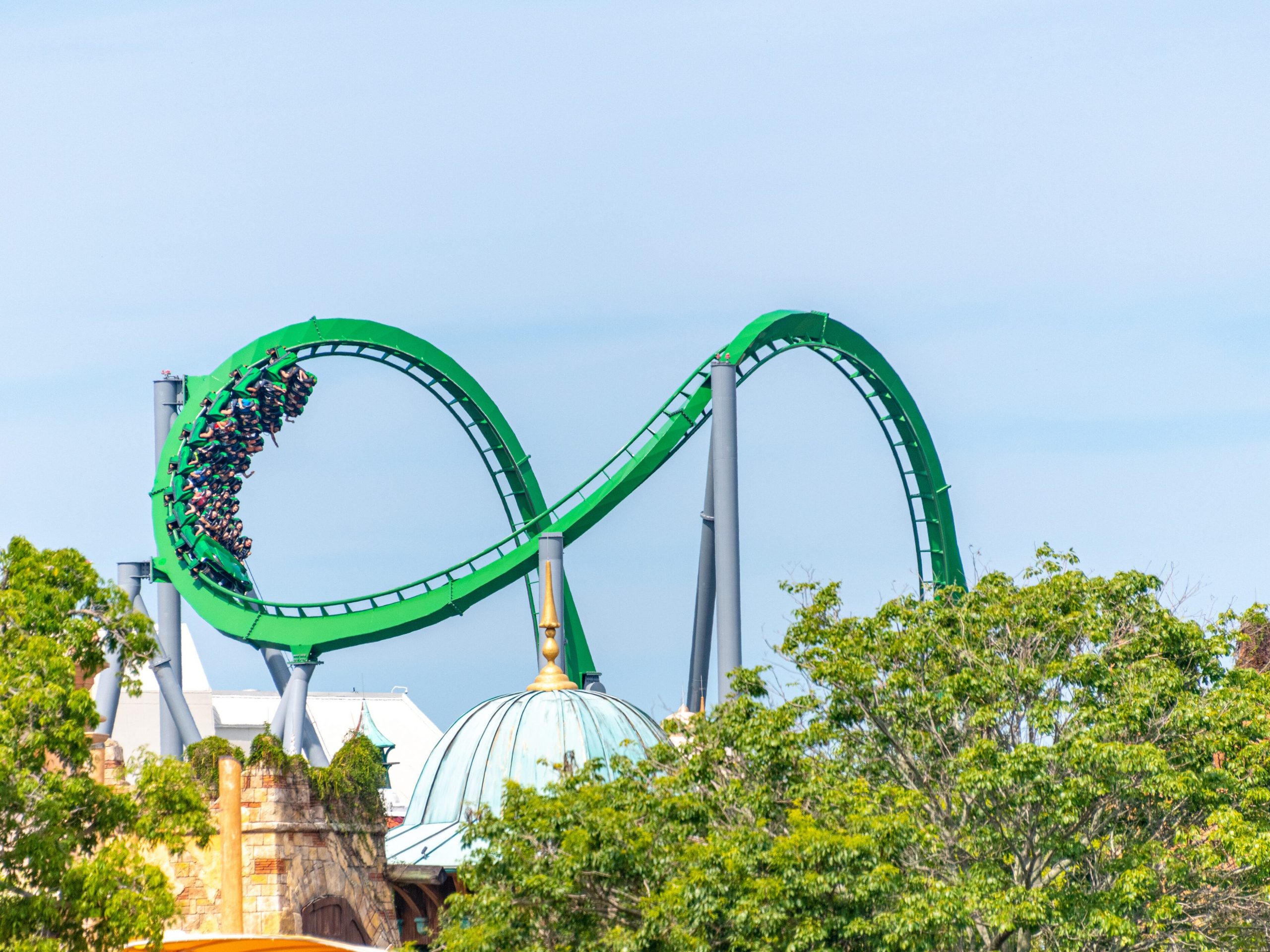 Incredible hulk roller coaster at universal from a distance