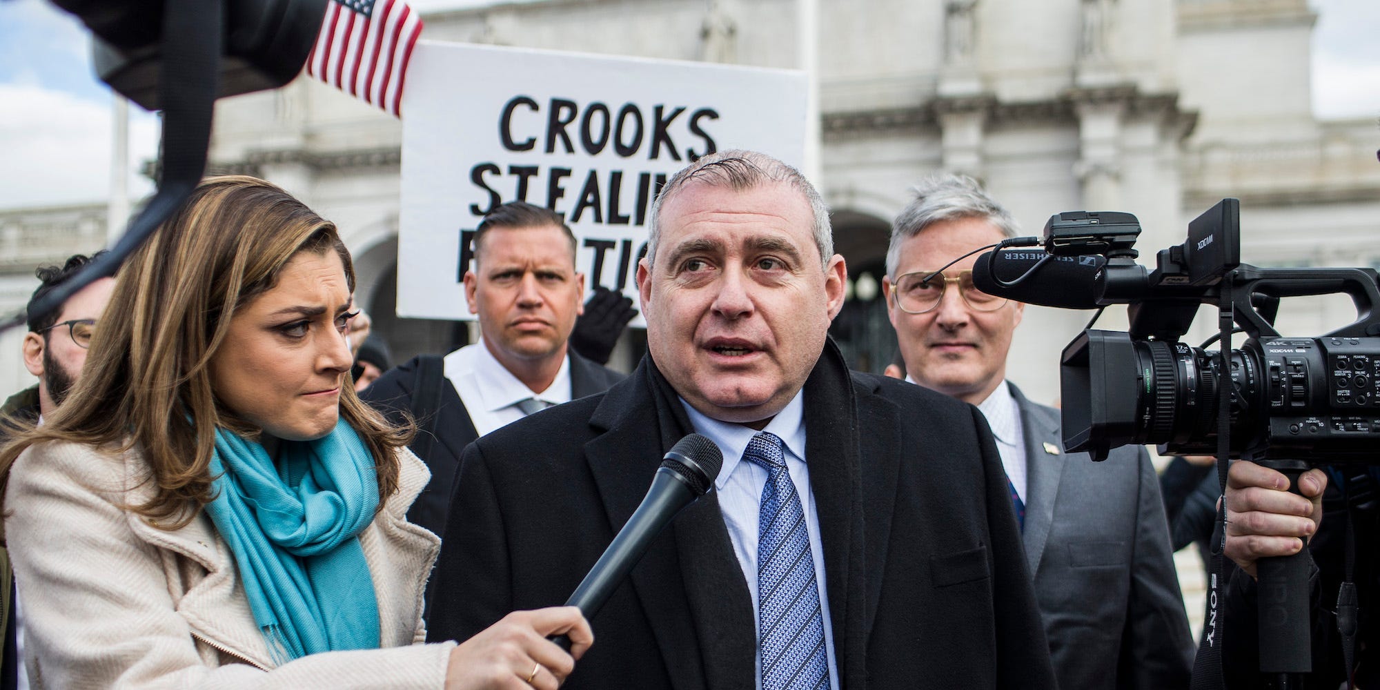 Lev Parnas, who was convicted of illegally funnelling Russian money into Republican PACs, at the first Senate impeachment trial of former President Donald Trump at the US Capitol on January 29, 2020.