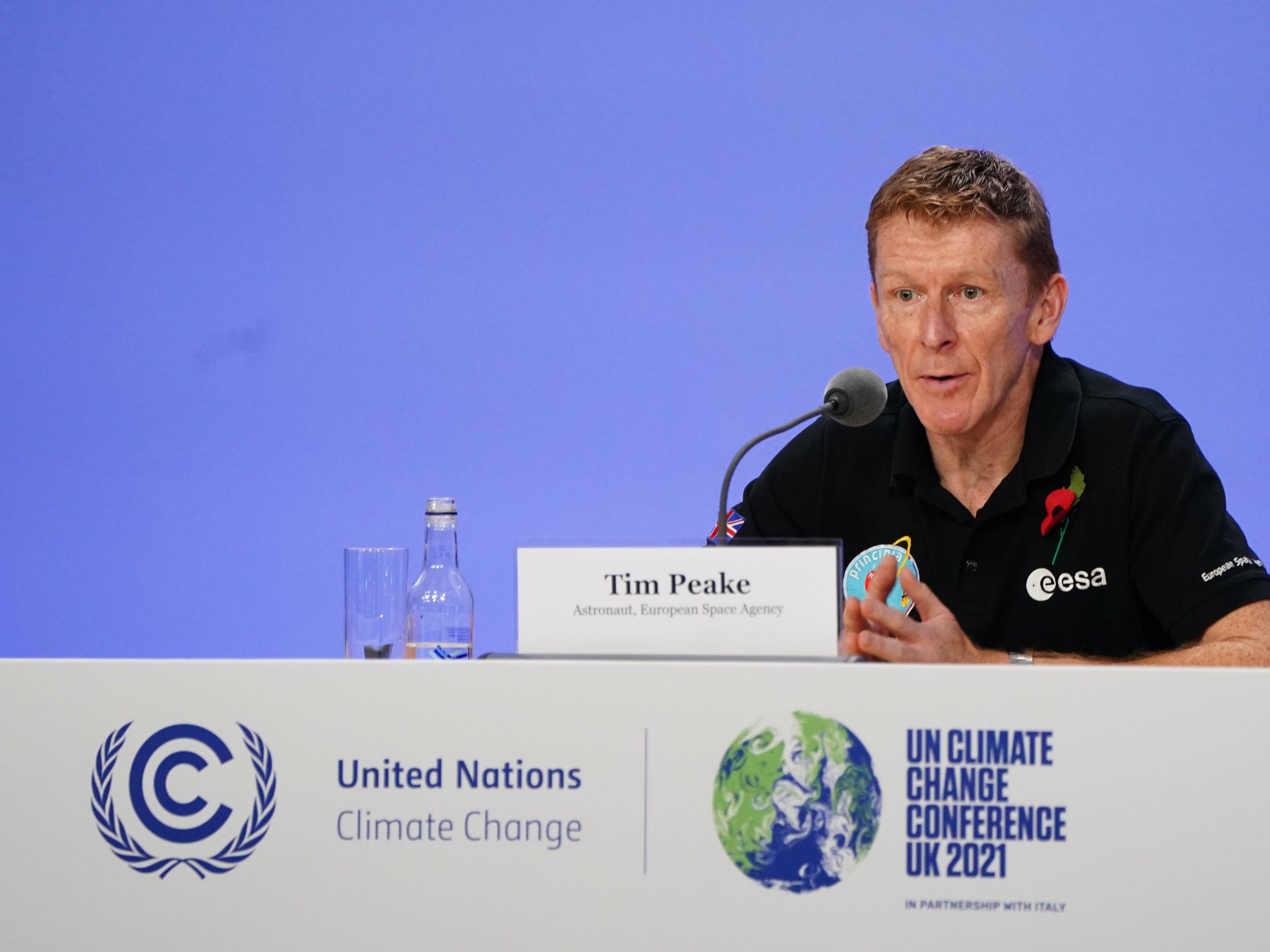 Astronaut Tim Peake attends 'In conversation: The science behind Cop' during the Science and Innovation Day of the Cop26 summit at the Scottish Event Campus (SEC) in Glasgow, Tuesday November 9, 2021.