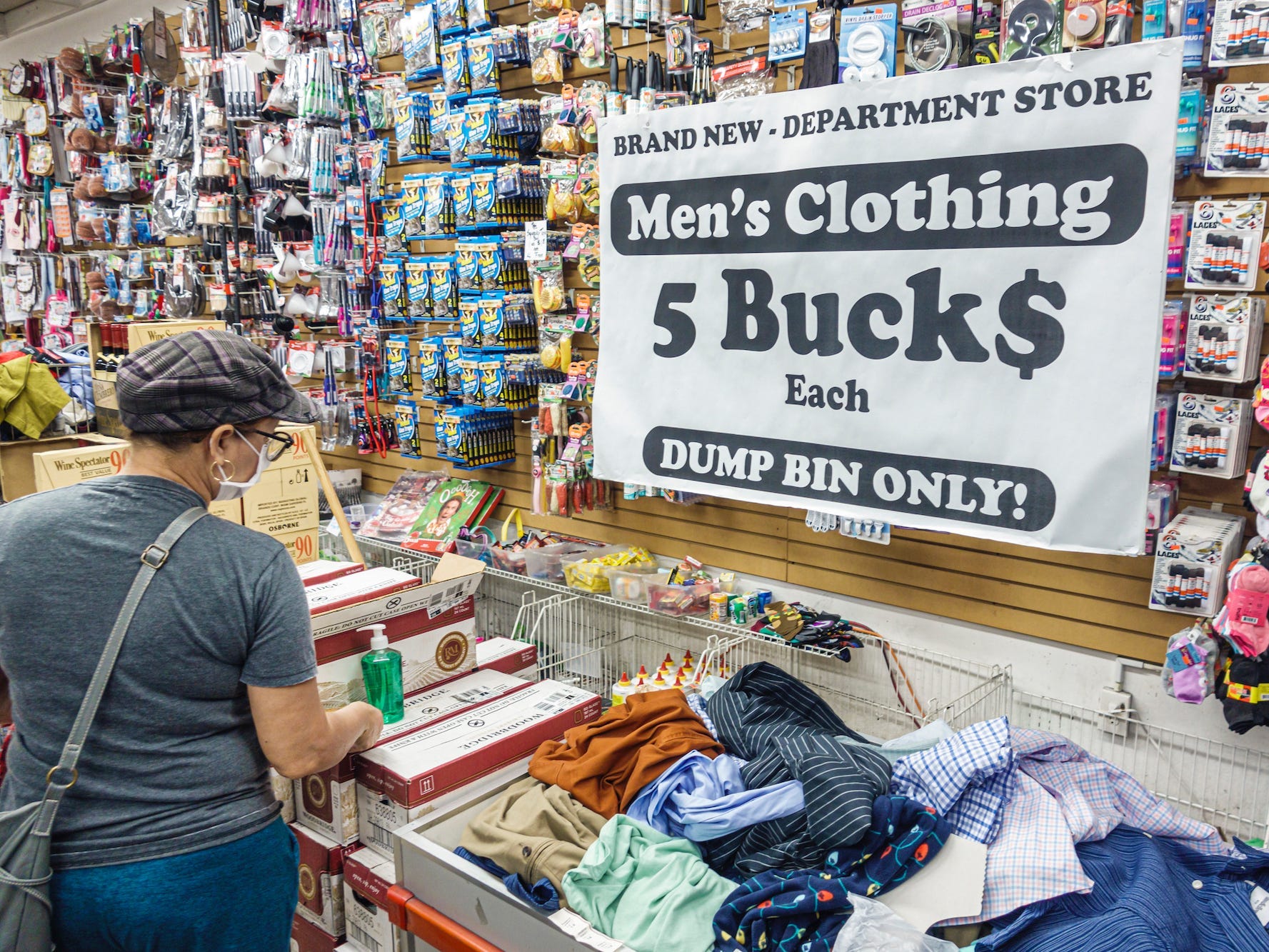 Woman shopping at a dollar store