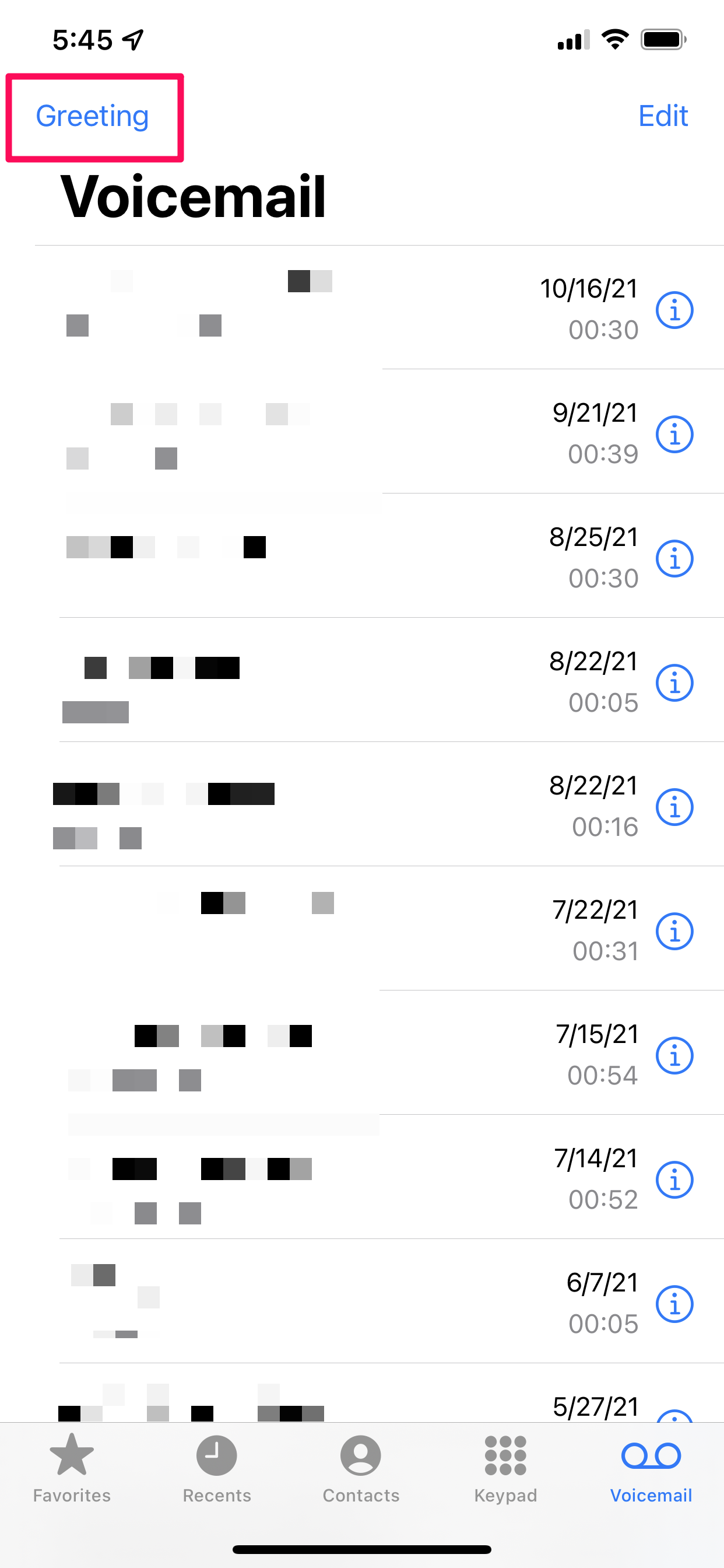 Voicemail on iOS.