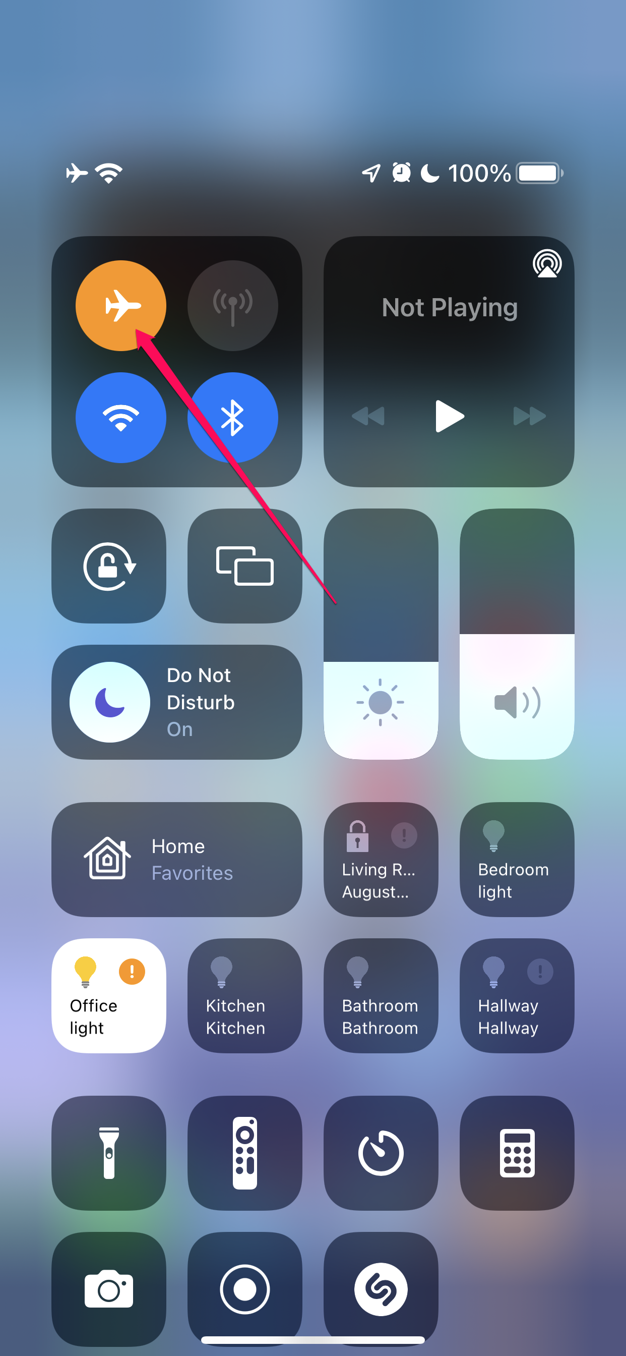 Control Center in iOS.