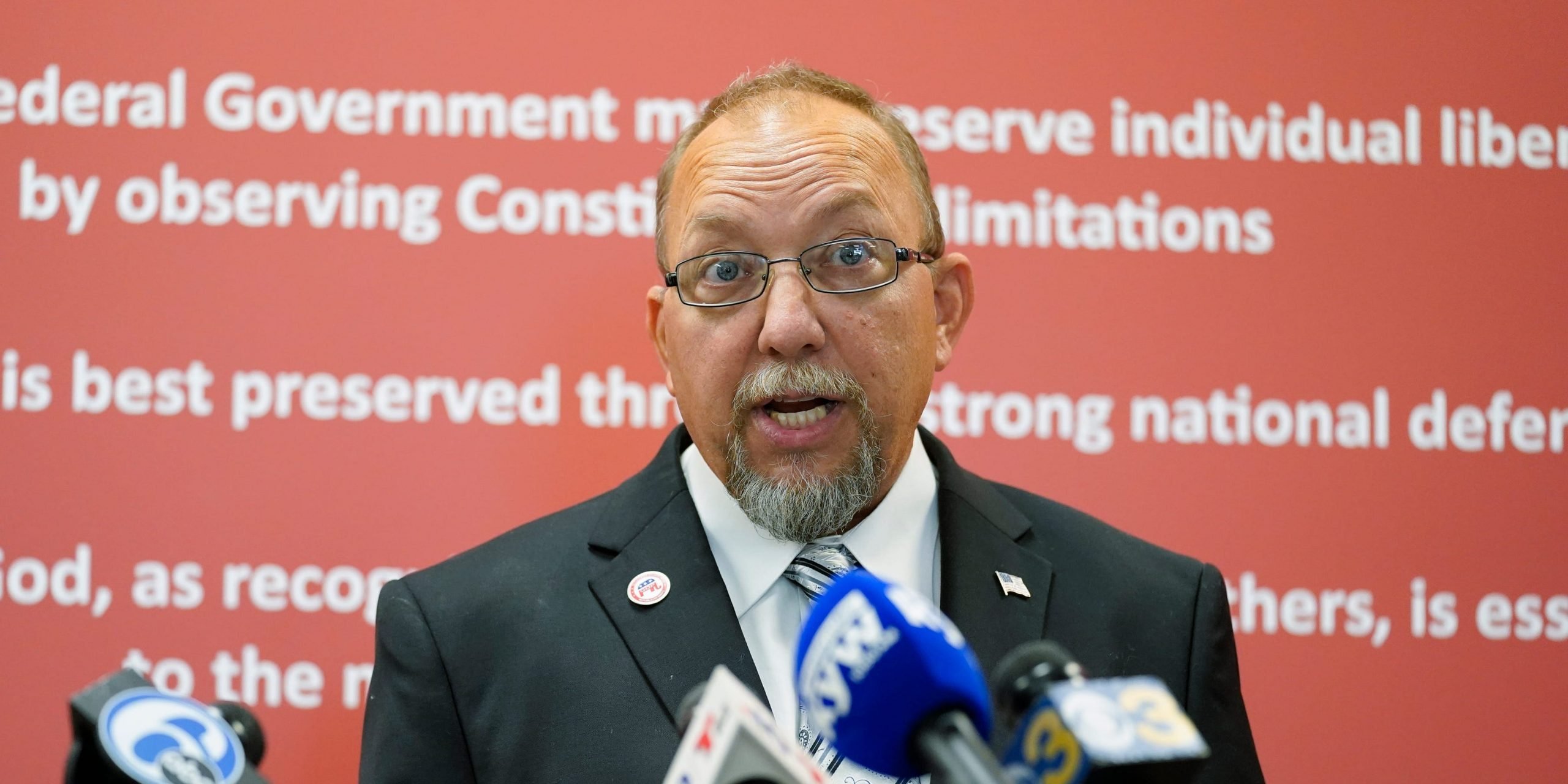 State Senator-elect Edward Durr speaks with members of the media during a news conference in Turnersville, N.J., Wednesday, Nov. 10, 2021.