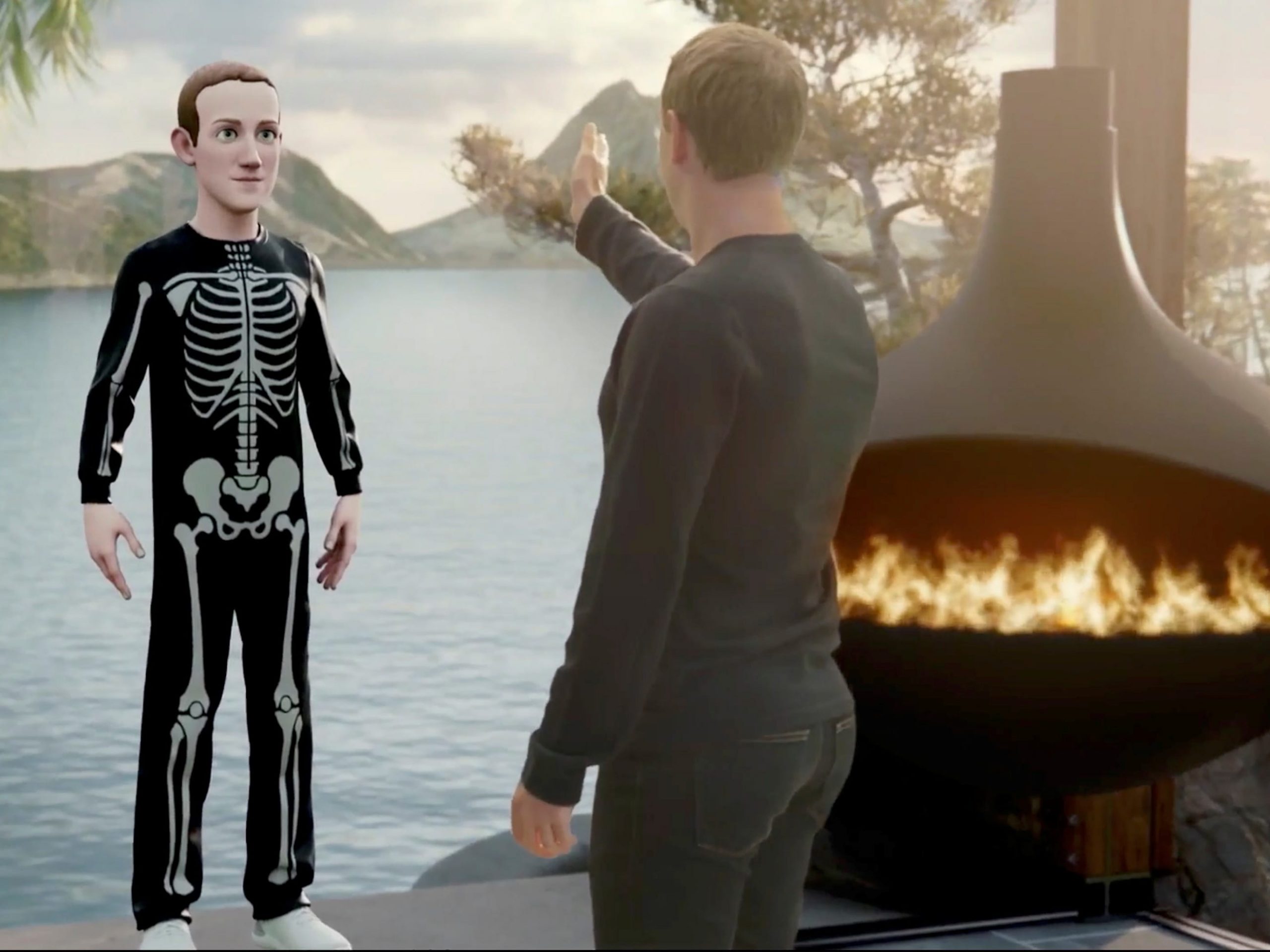 Facebook CEO Mark Zuckerberg shows off his vision for the metaverse during Facebook's Oculus Connect conference on October 28, 2021.