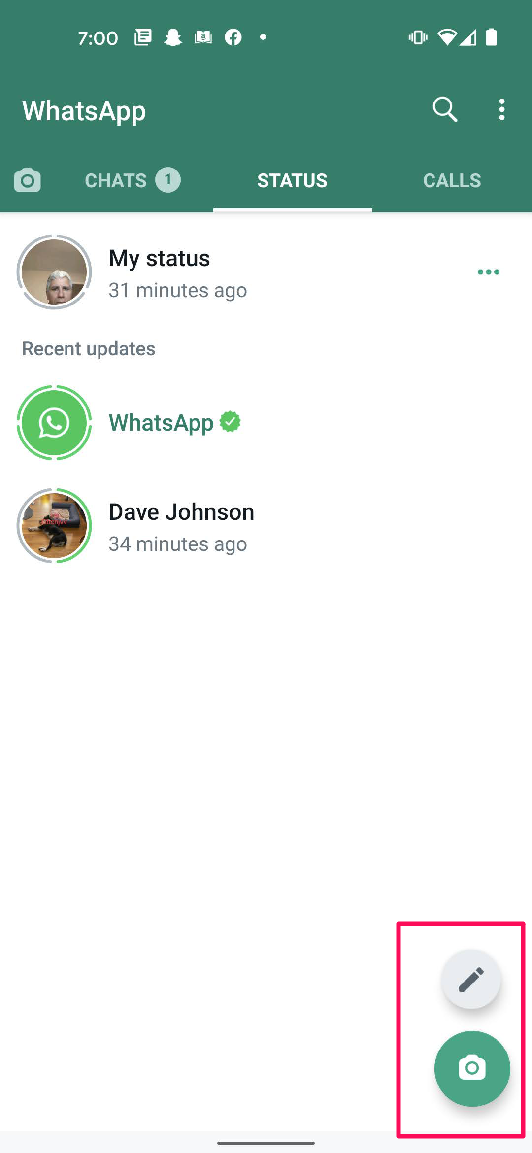 WhatsApp on Android.