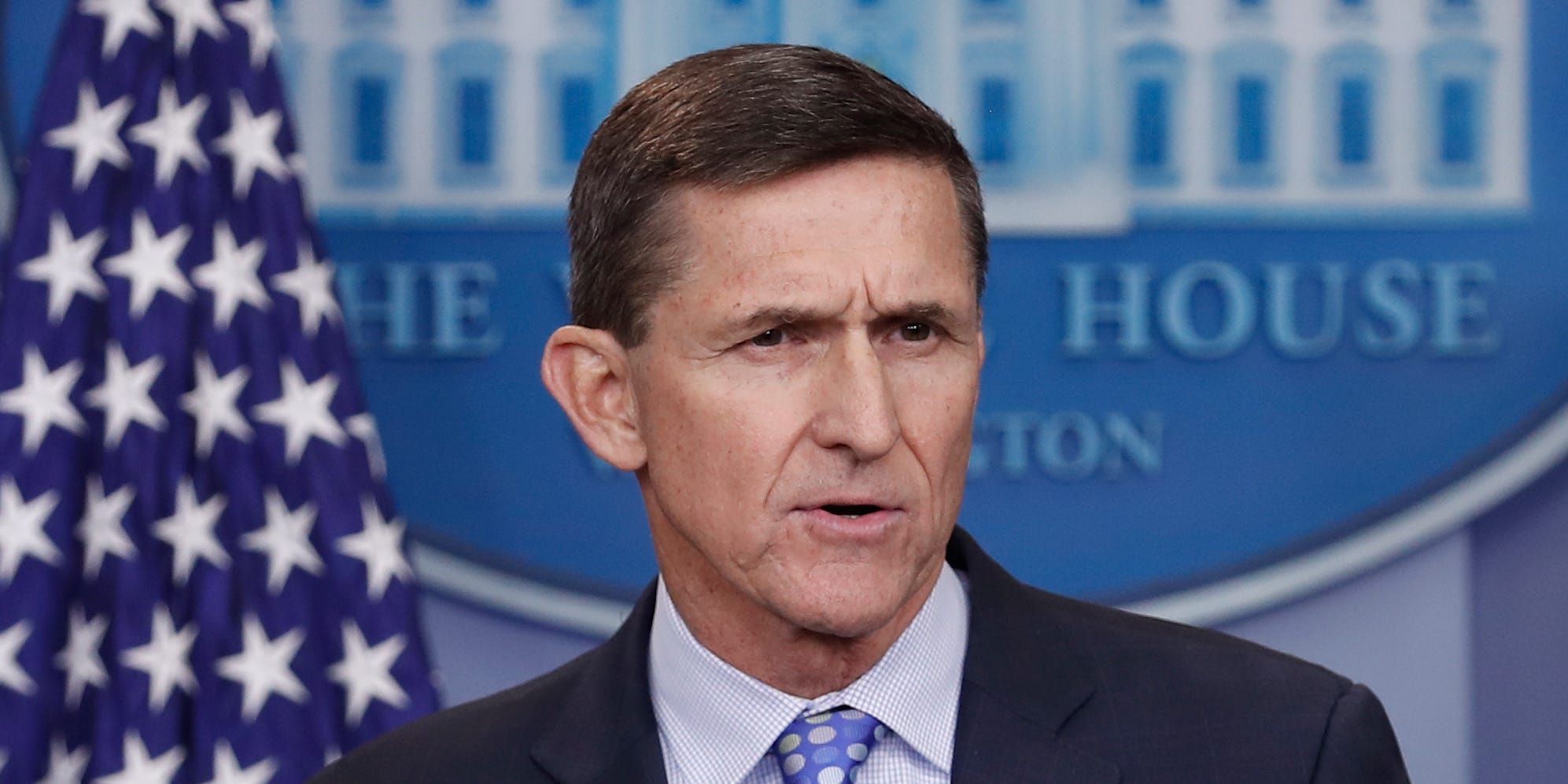 In this Feb. 1, 2017, file photo, then - National Security Adviser Michael Flynn speaks during the daily news briefing at the White House, in Washington.