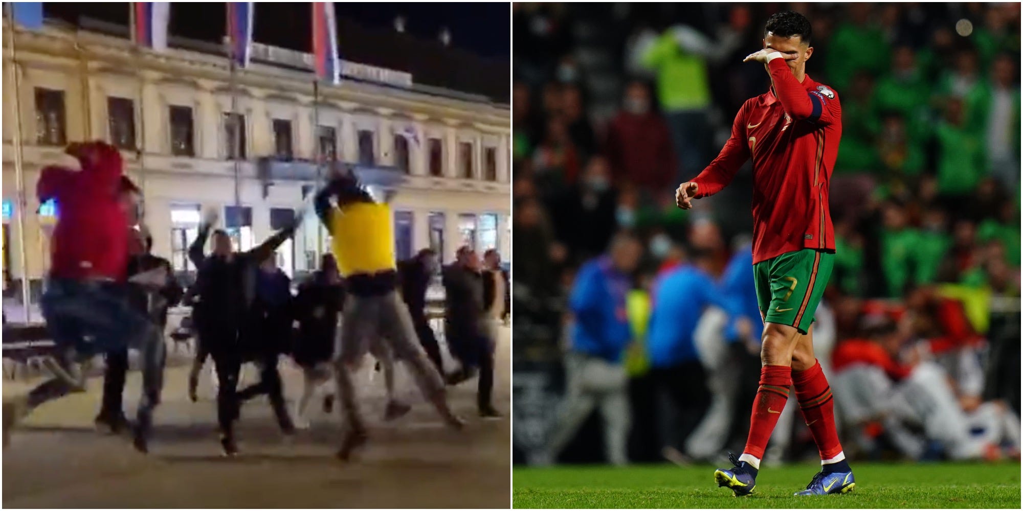 Serbia fans copying Cristiano Ronaldo’s celebration; Cristiano Ronaldo