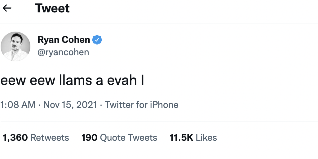 Ryan Cohen tweet