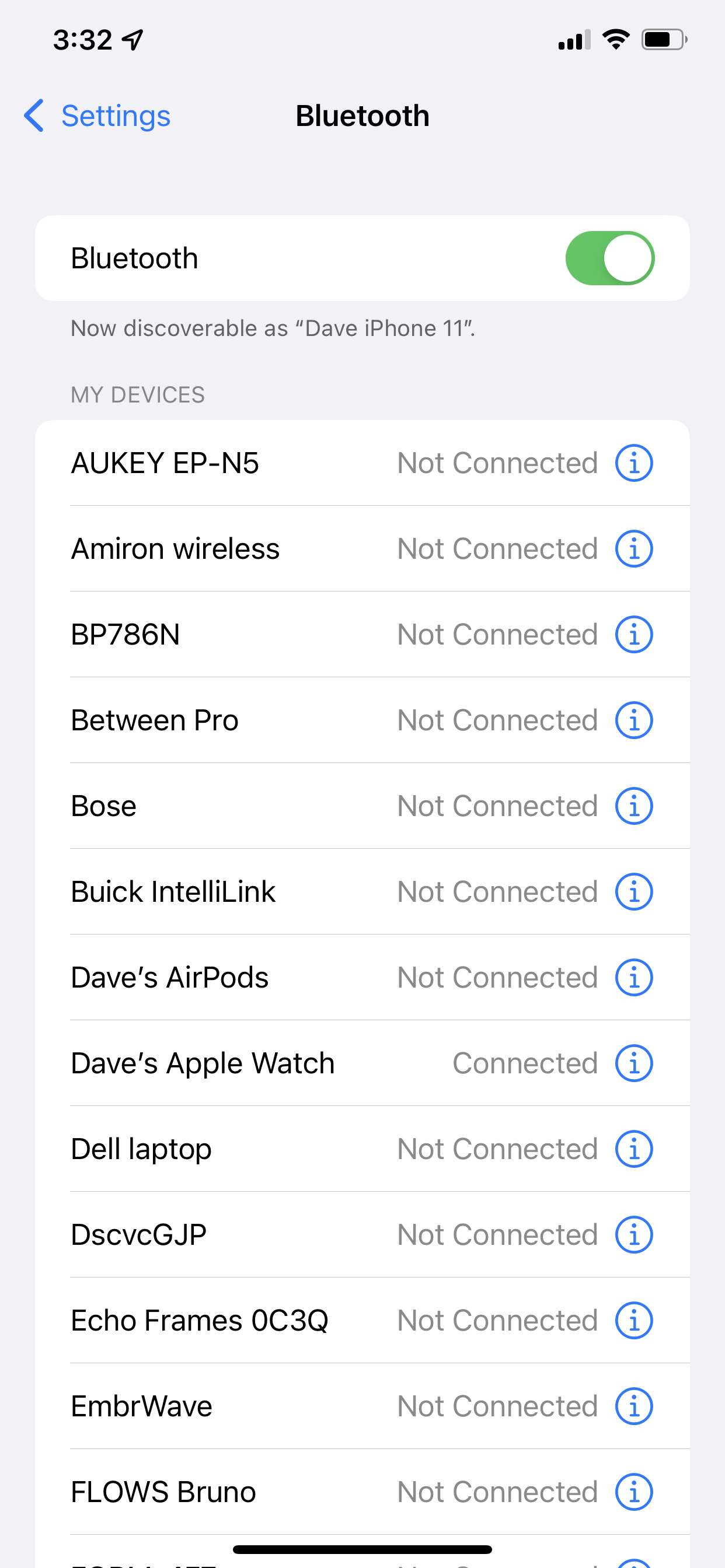 The Settings screen on iOS.