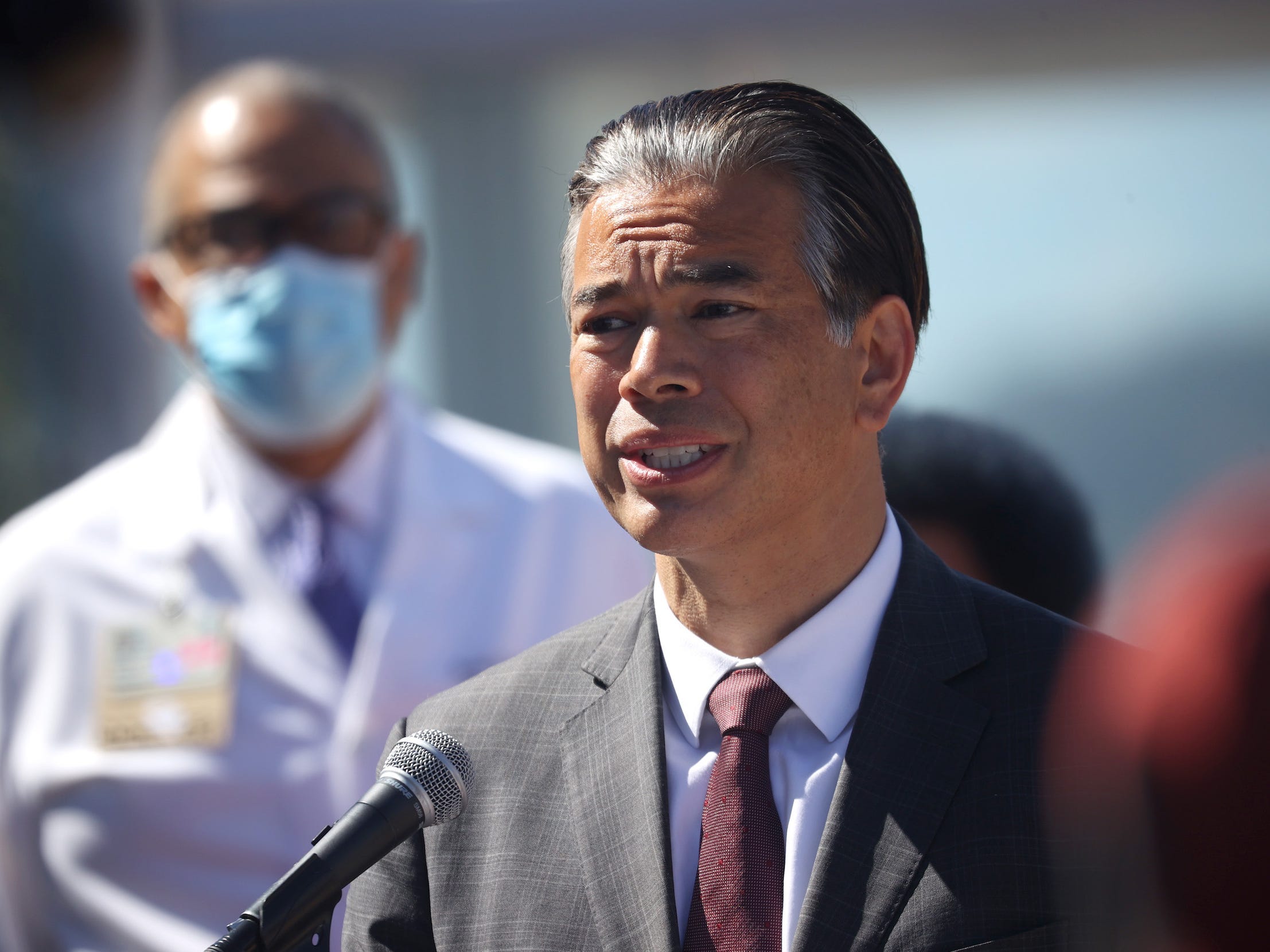 alifornia Attorney General Rob Bonta speaks during a news conference at San Francisco General Hospital on June 10, 2021 in San Francisco, California.